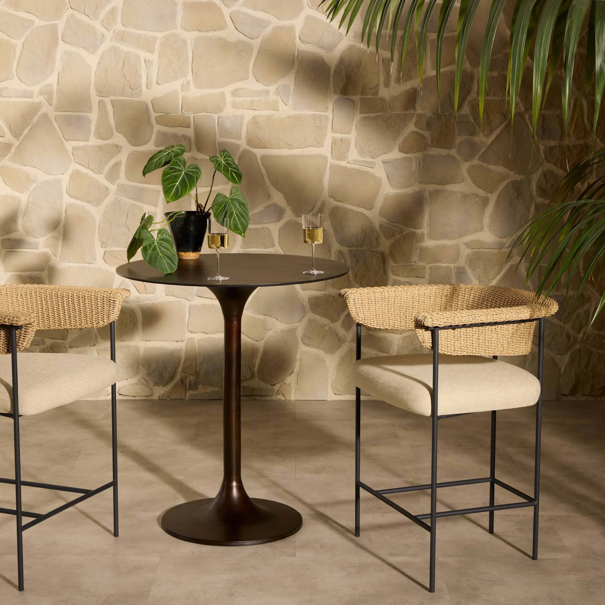 Carrie Outdoor Bar & Counter Stool, Ellor Beige by Four Hands - Image 7