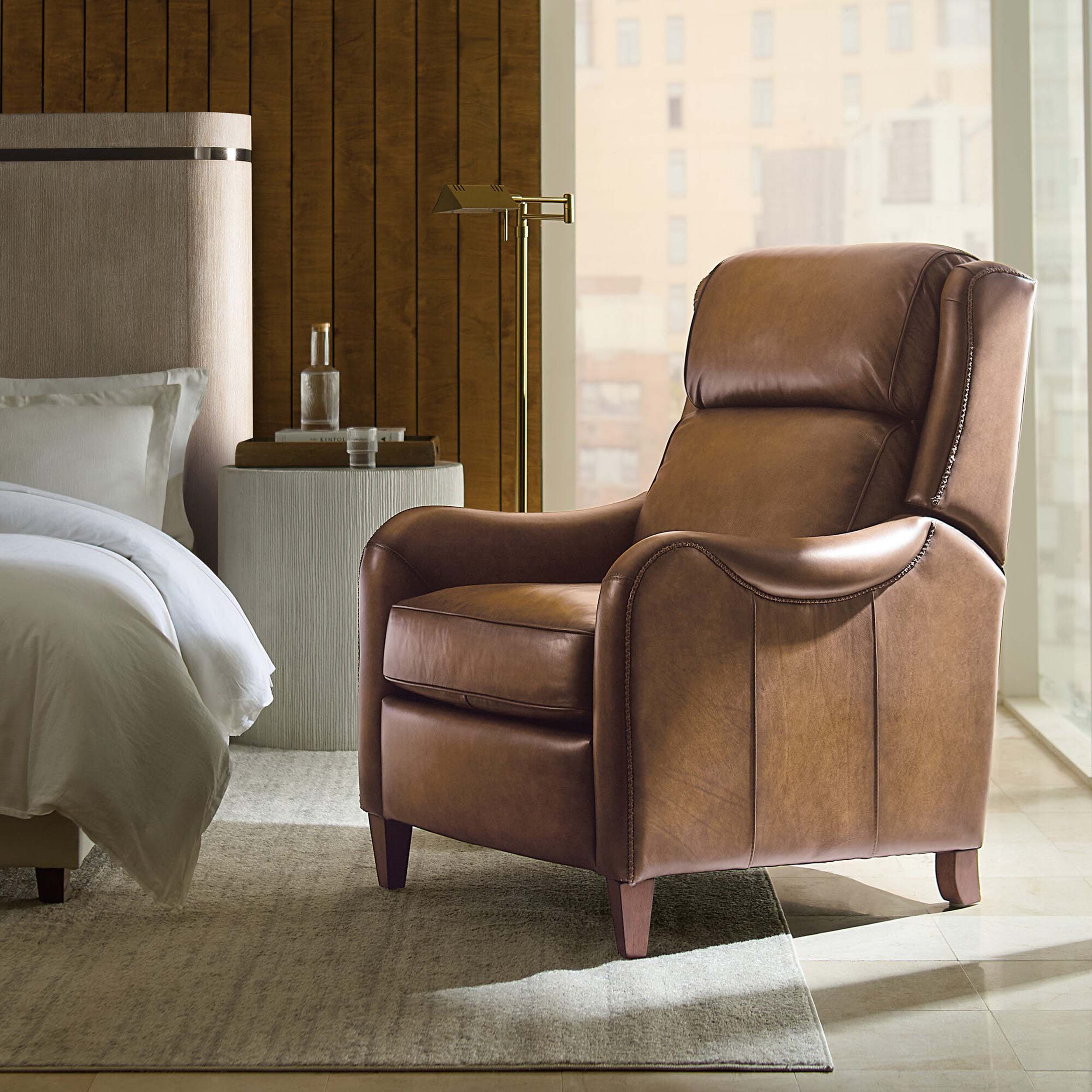 Carrington Leather Power Recliner, Nature - Image 7