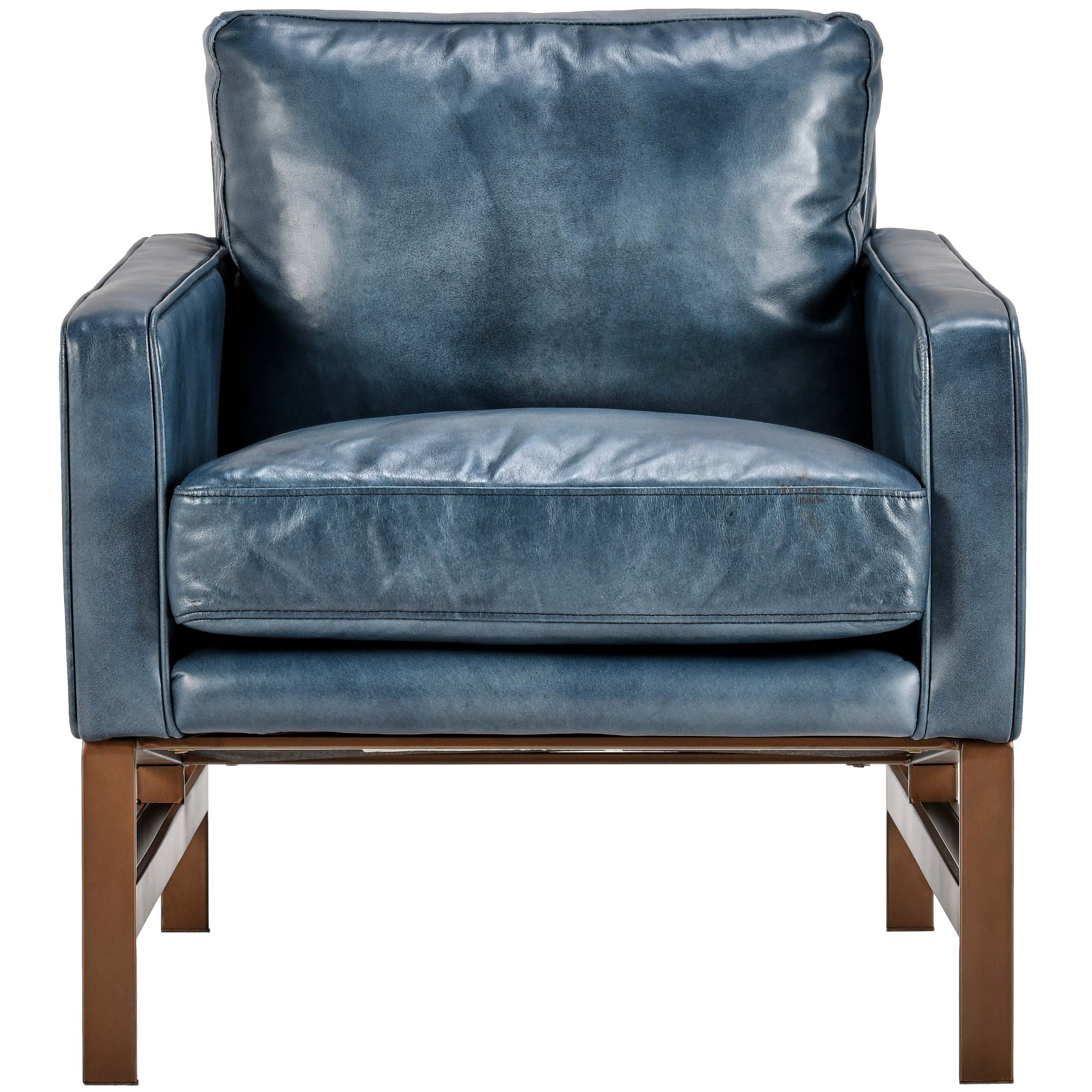 Chazzie Leather Chair, Ocean Blue - Image 2