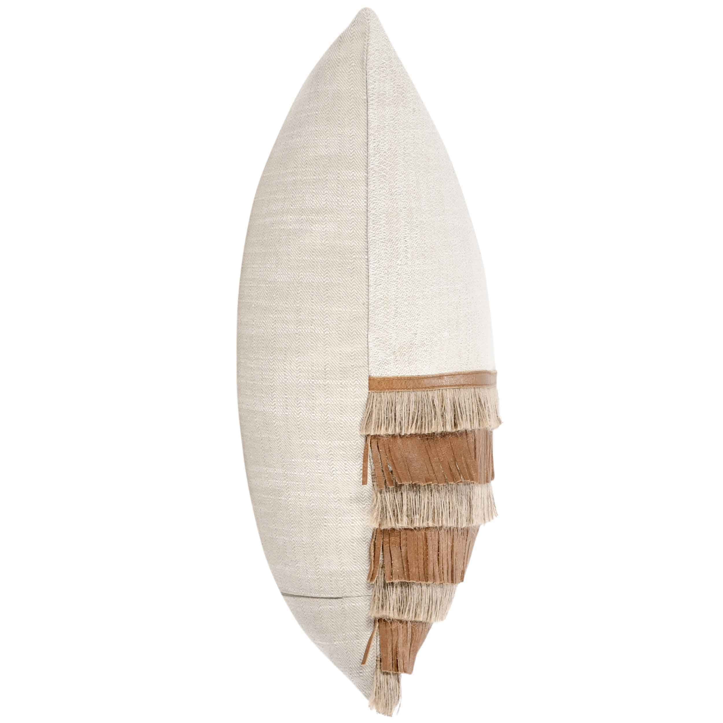 Casa Leather Pillow, Chestnut/Natural - Image 3