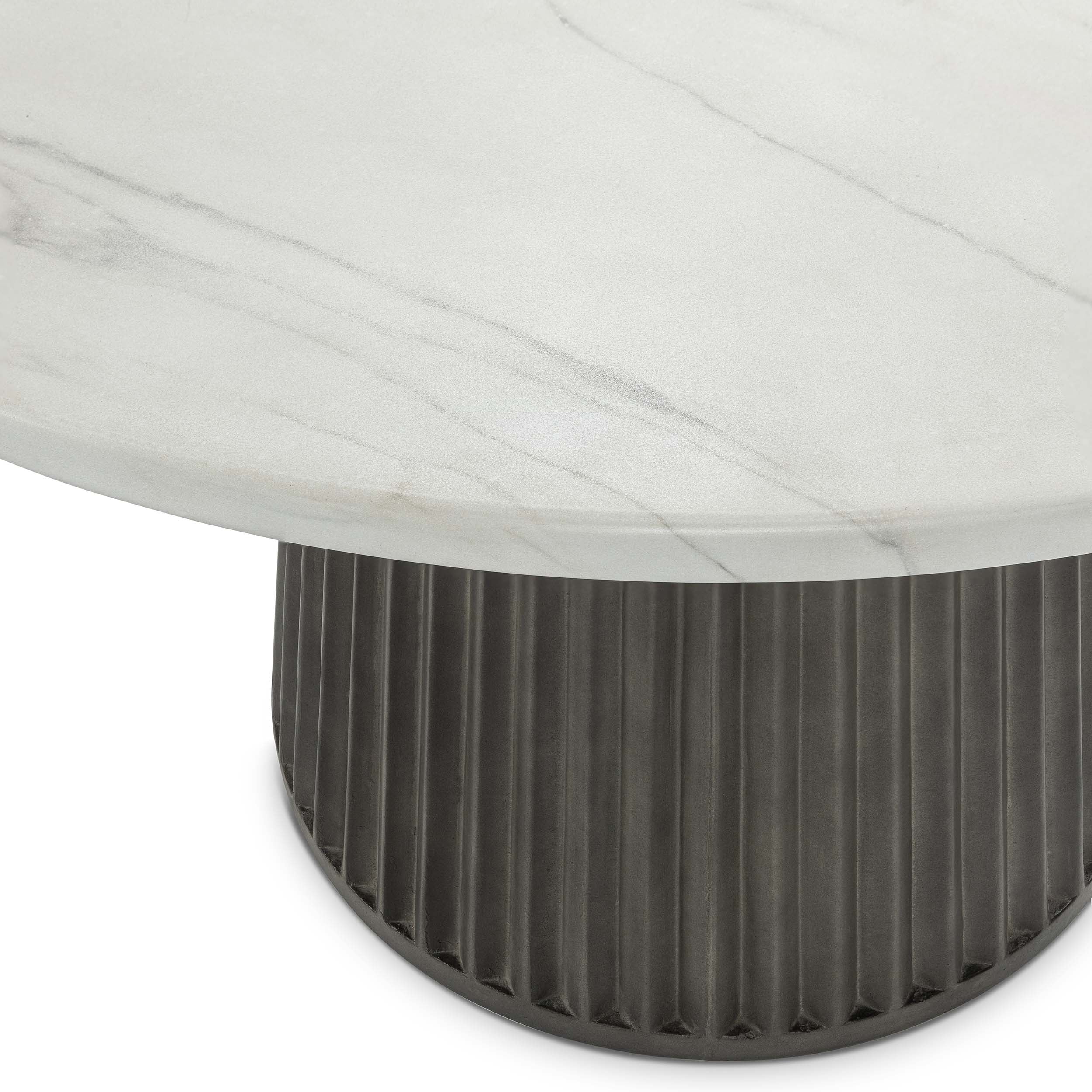 Caspia Outdoor Round Dining Table, Gray - Image 3