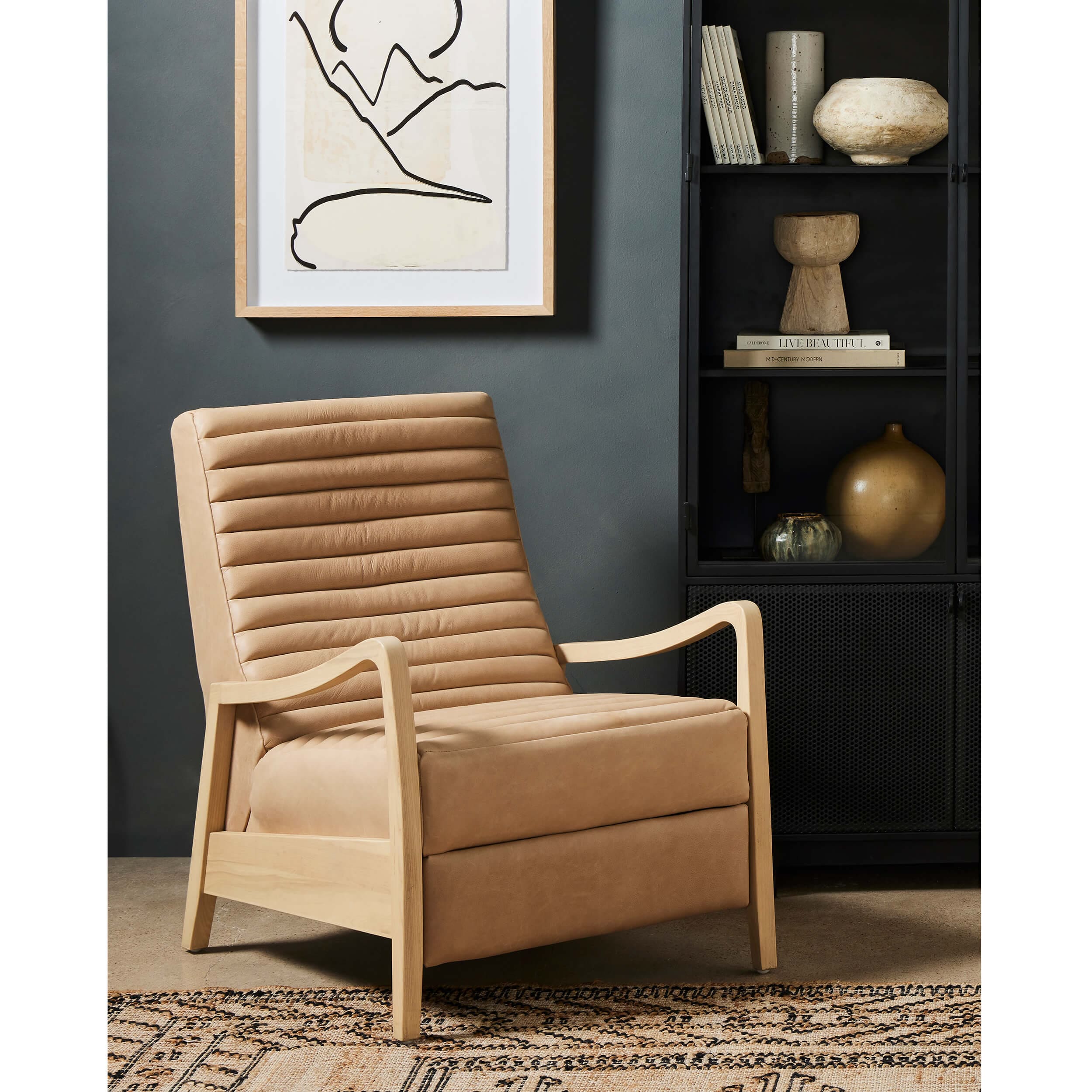 Chance Leather Recliner, Palermo Nude by Four Hands - Image 6