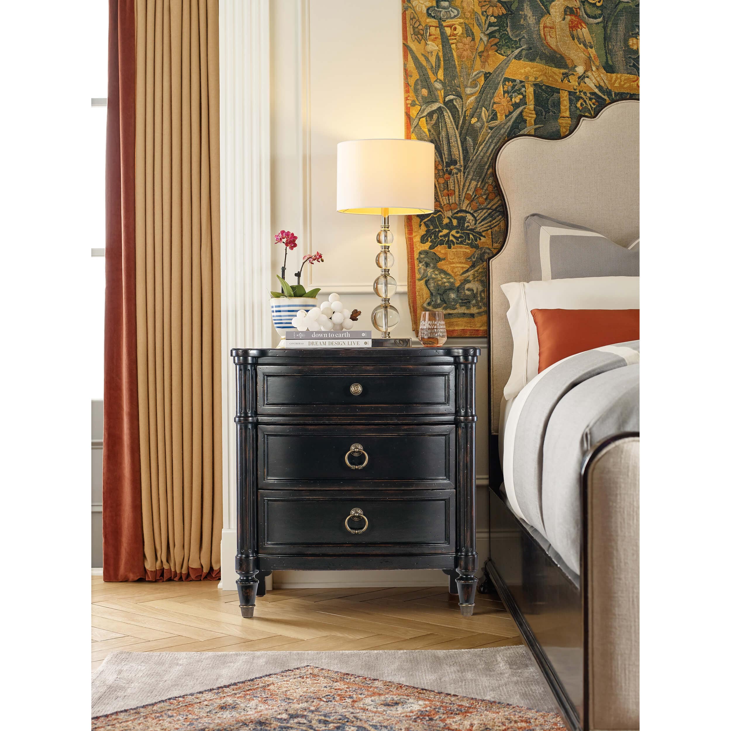 Charleston 3 Drawer Nightstand, Black Cherry - Image 4