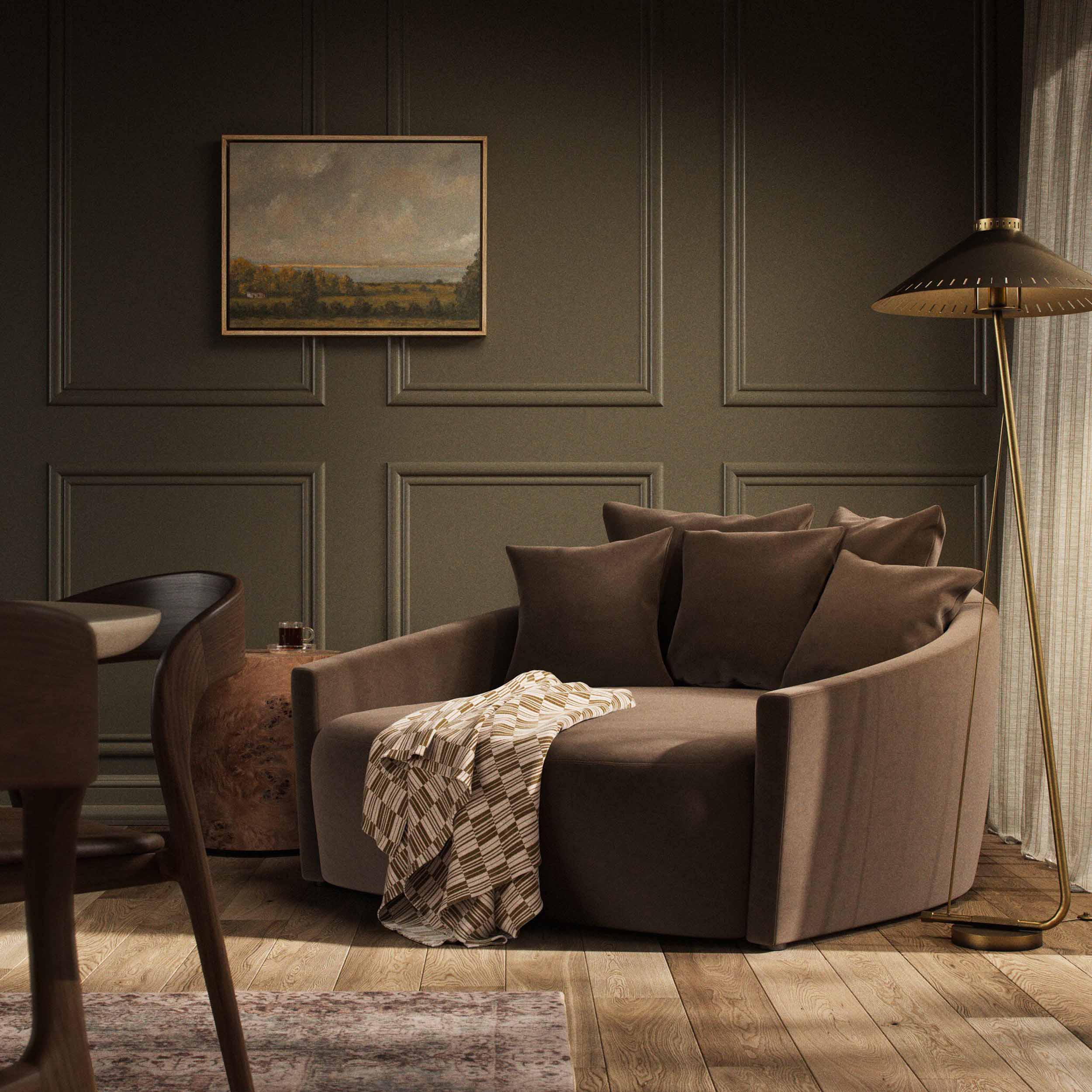 Chloe Media Lounger, Modern Velvet Coffee by Four Hands - Image 4