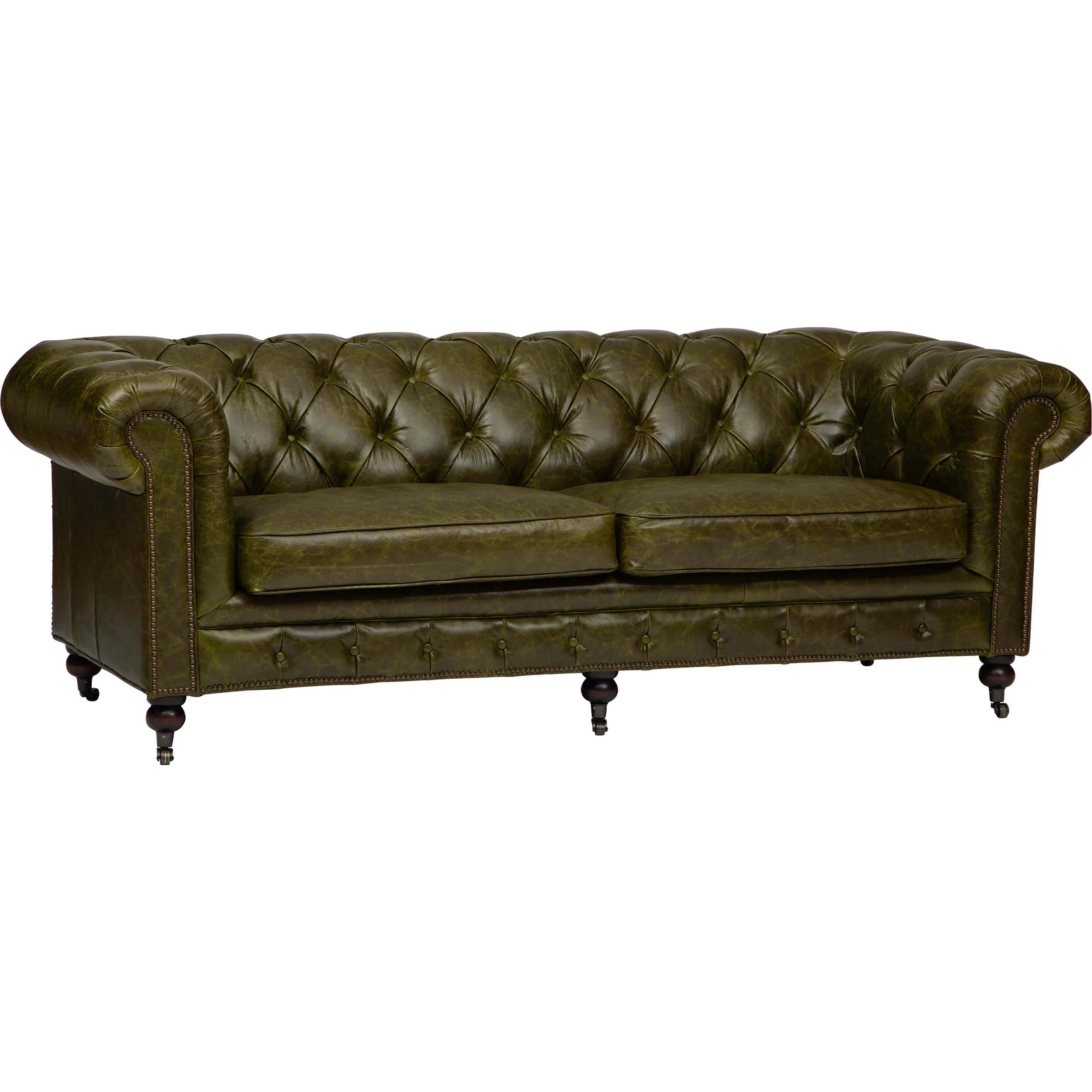 Churchill Leather Sofa, Great Britain Green - Image 2