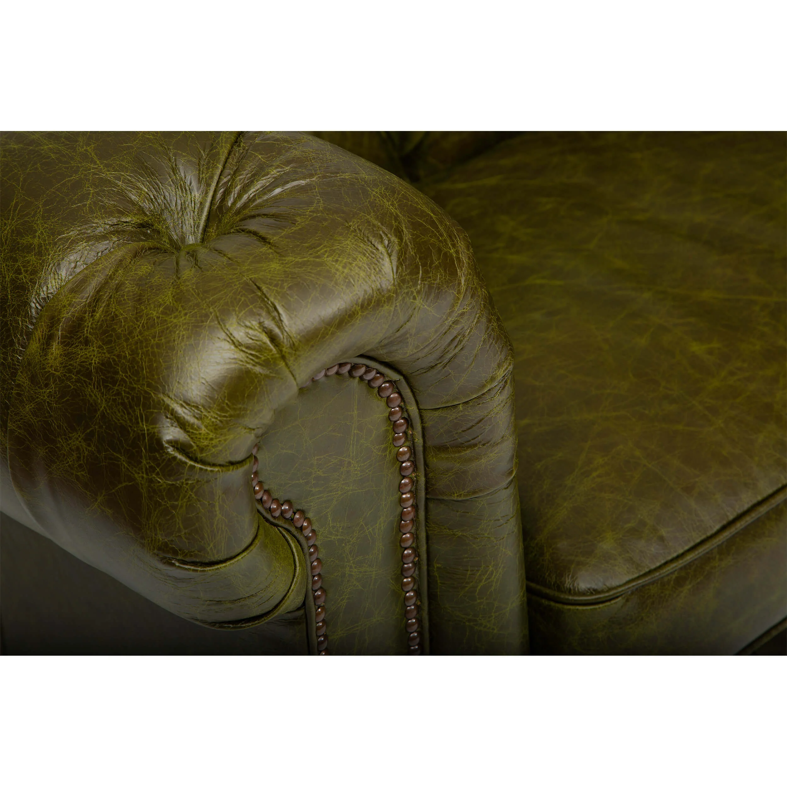 Churchill Leather Sofa, Great Britain Green - Image 4