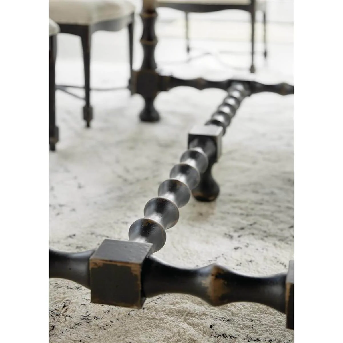 Ciao Bella 84" Trestle Dining Table, Flaky White/Black Base - Image 4
