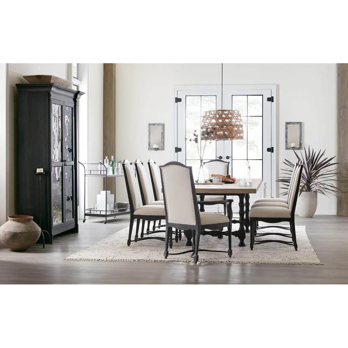 Ciao Bella 84" Trestle Dining Table, Flaky White/Black Base - Image 5