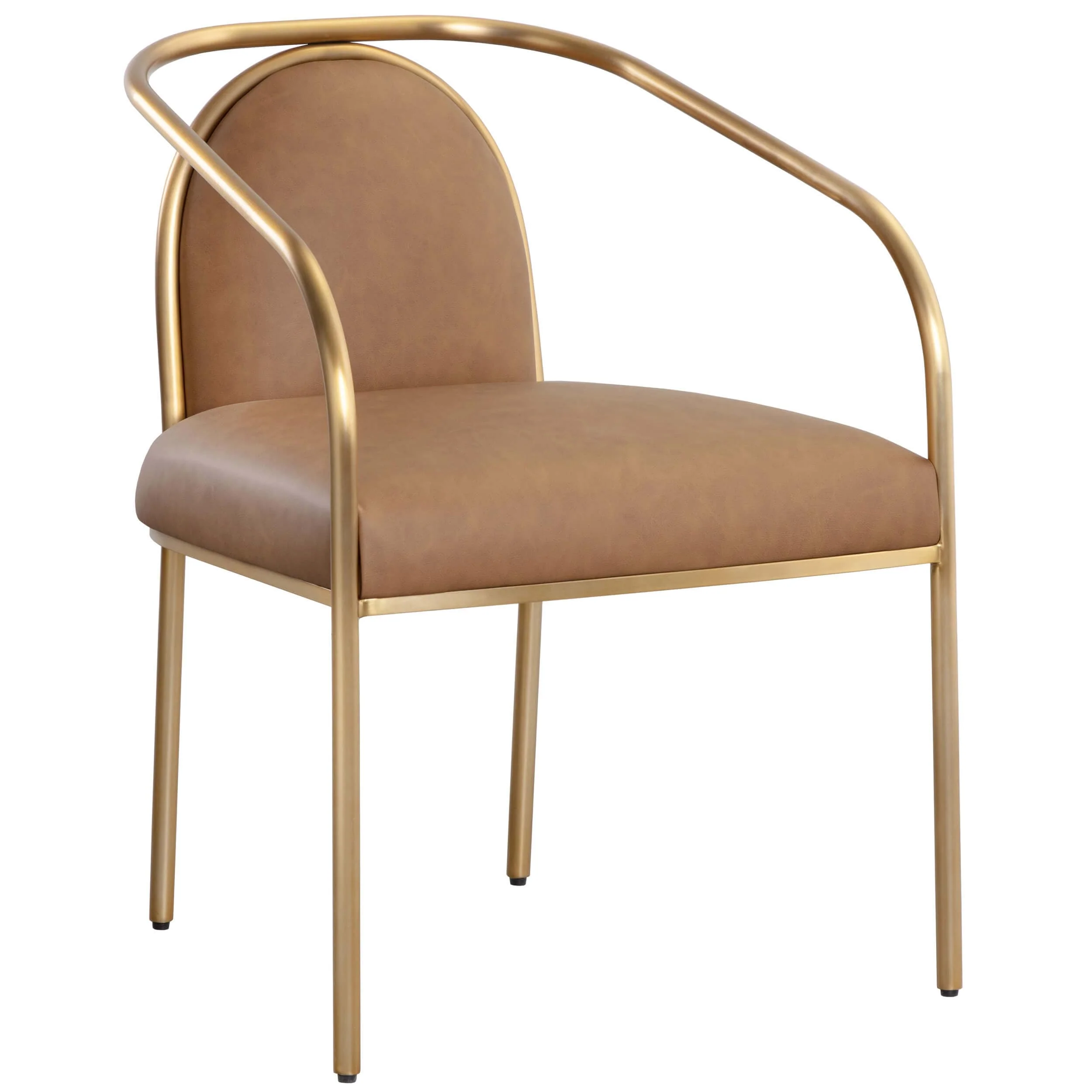 Cicero Leather Dining Chair, Milliken Cognac, Set of 2