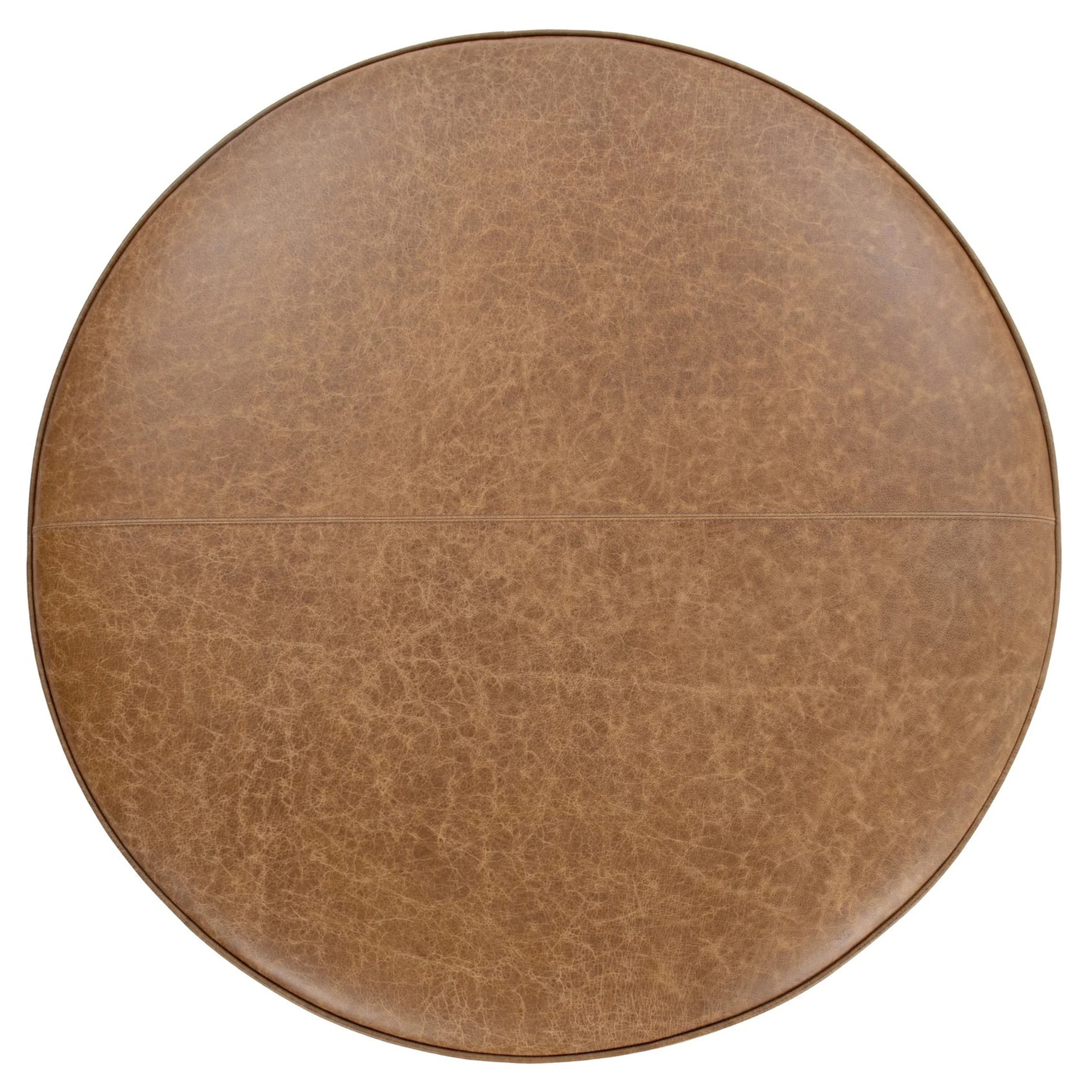 Clair 40" Round Leather Ottoman, Chestnut - Image 2