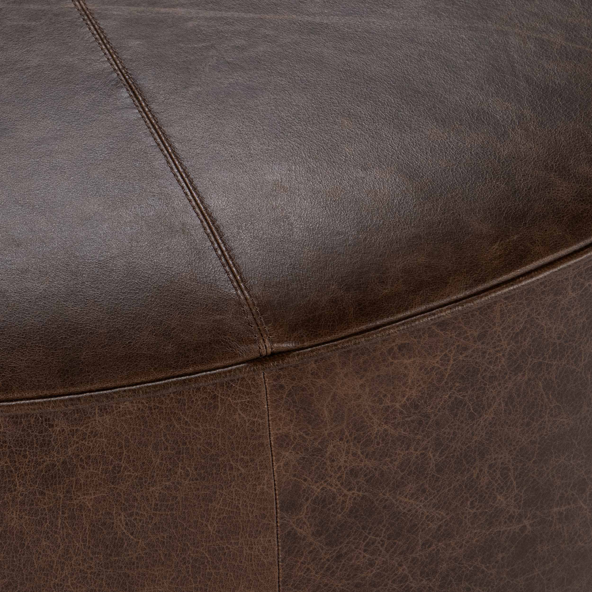 Clair Leather Round Coffee Table, Cocoa Brown - Image 4