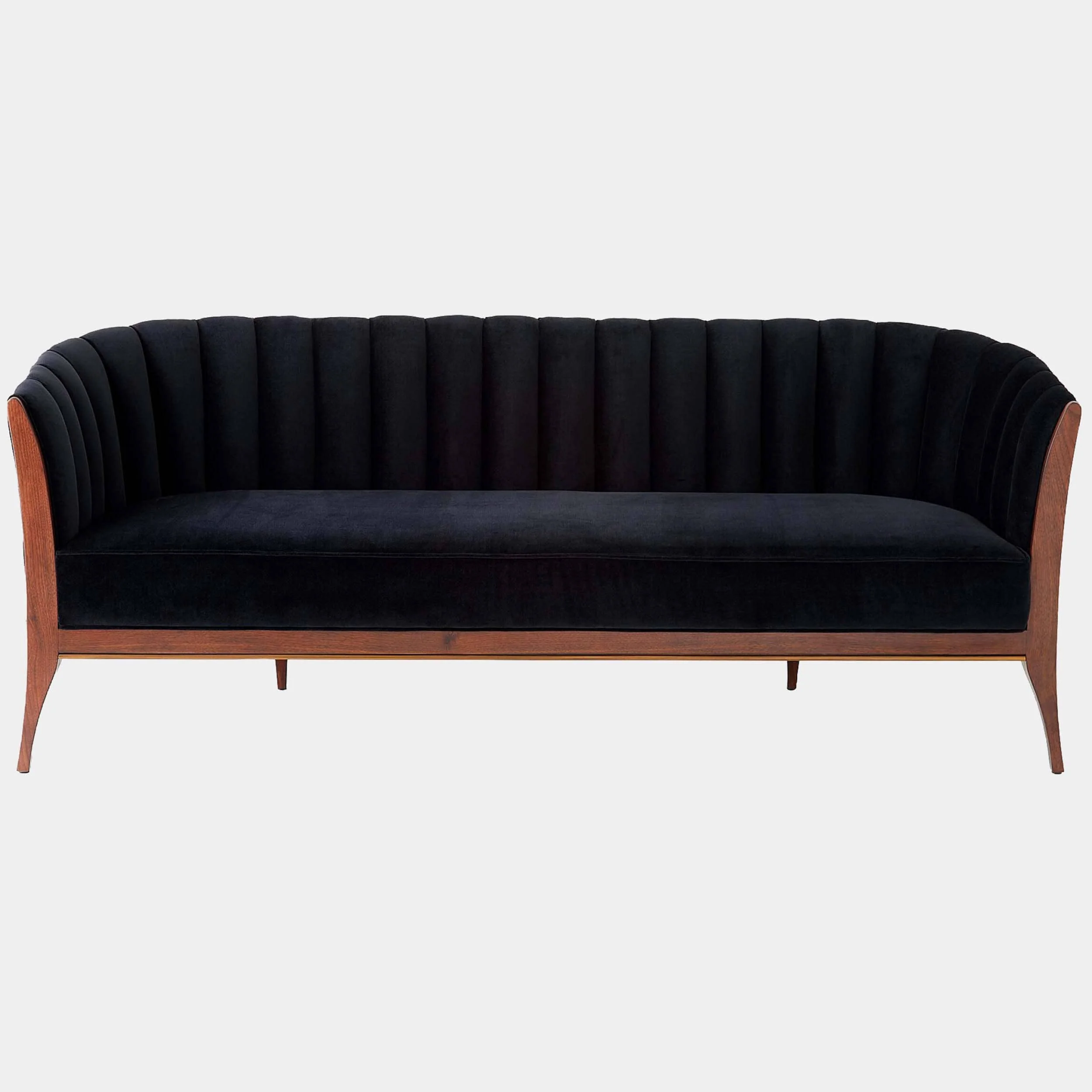 Connor Channel Back Sofa, Black Velvet