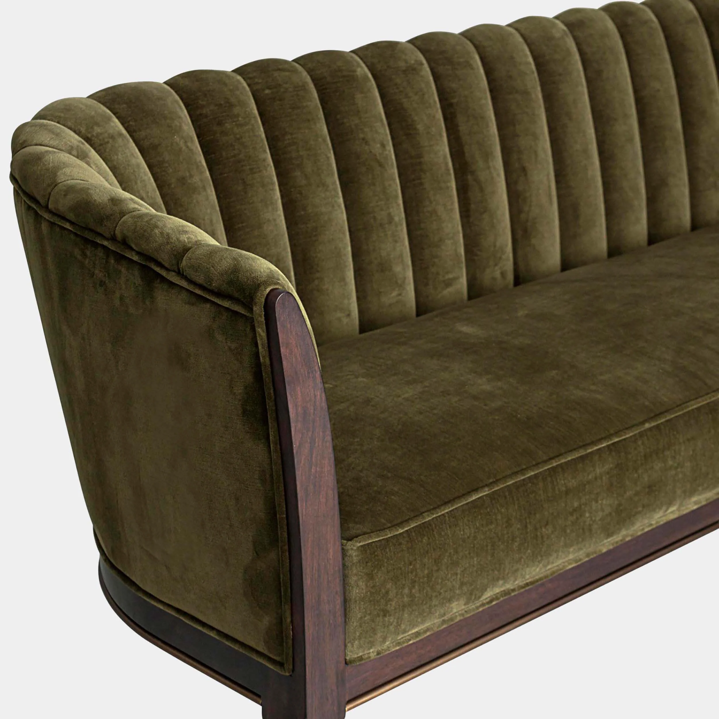 Connor Channel Back Sofa, Moss Velvet - Image 2