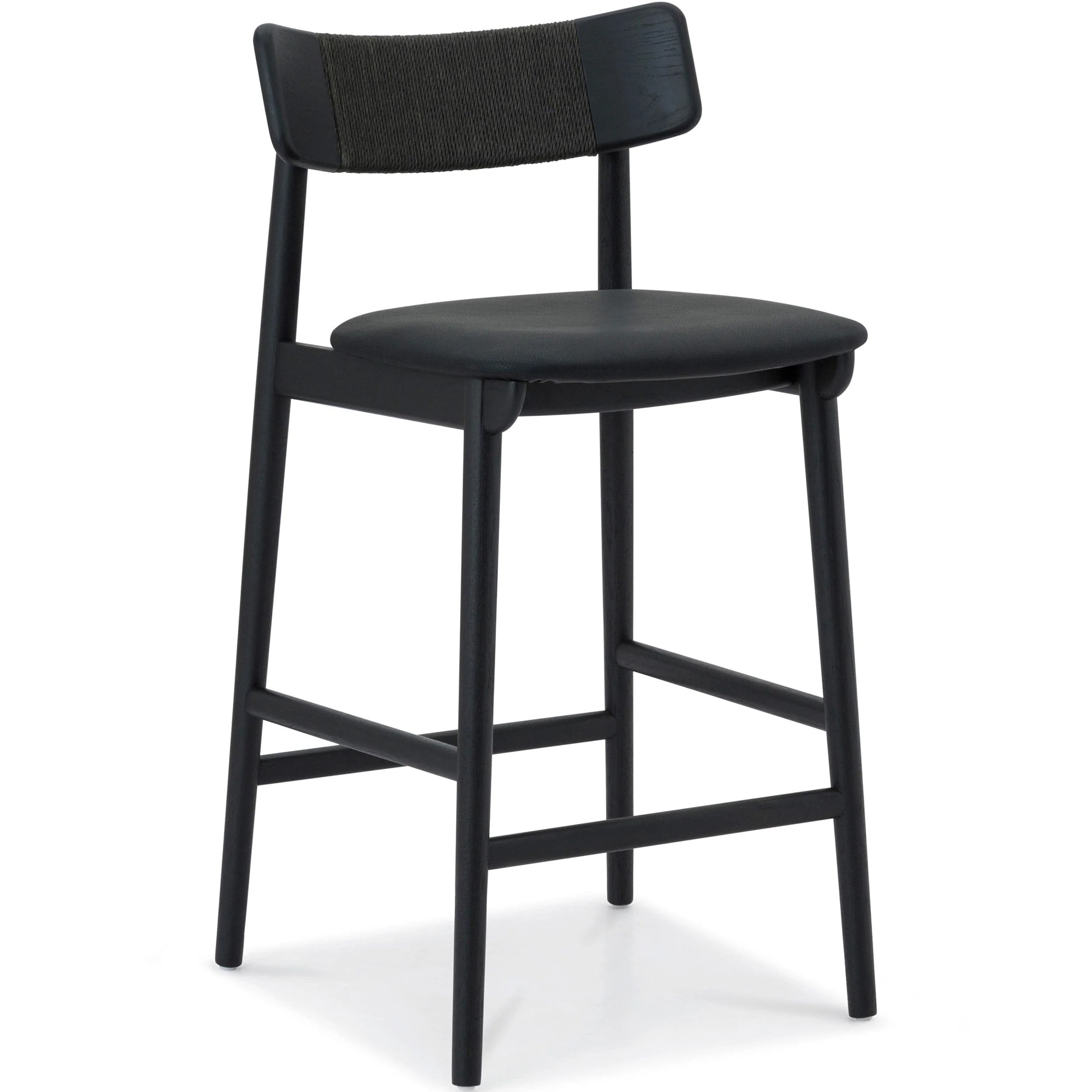 Converse Leather Bar & Counter Stool, Charcoal, Set of 2
