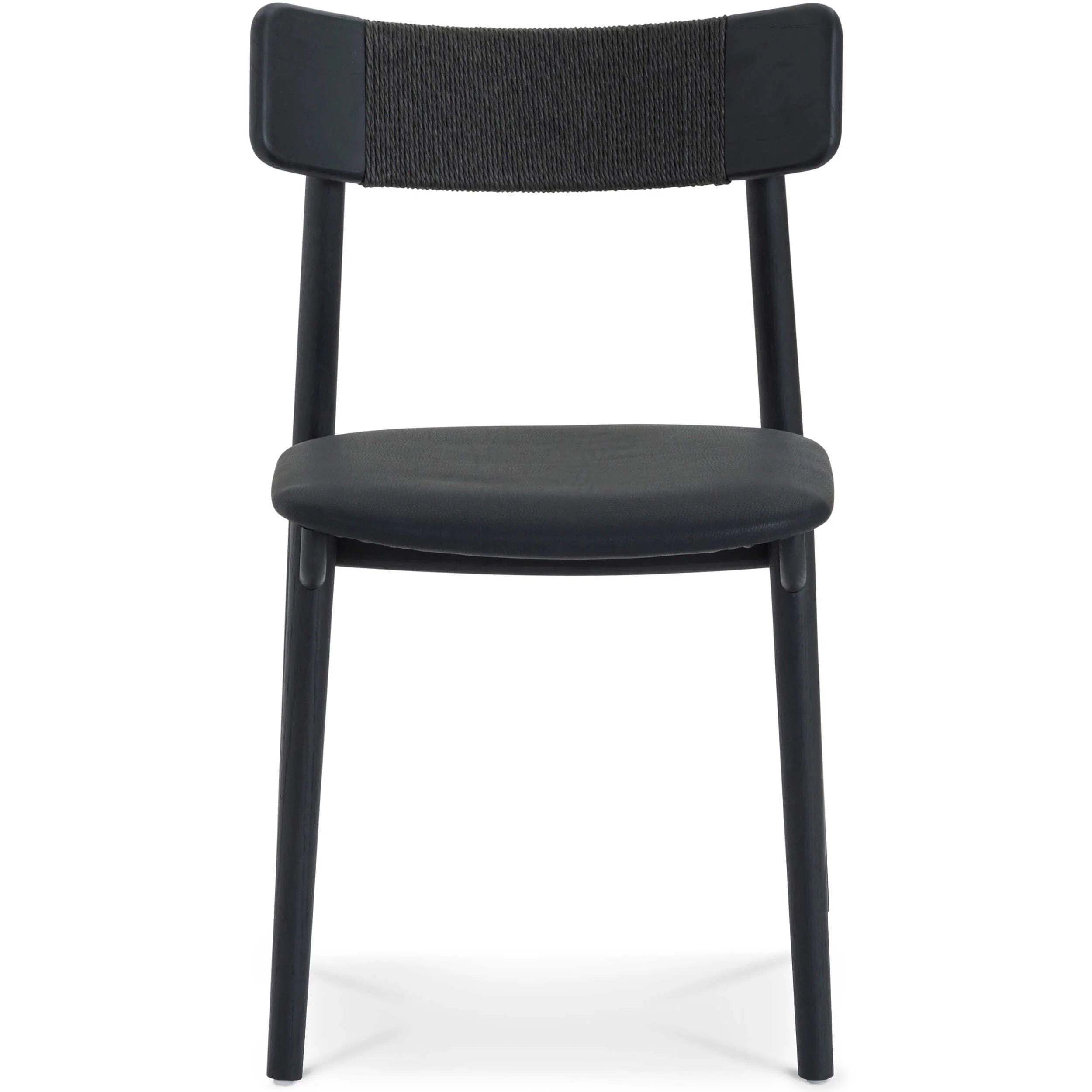Converse Leather Dining Chair, Charcoal, Set of 2 - Image 2