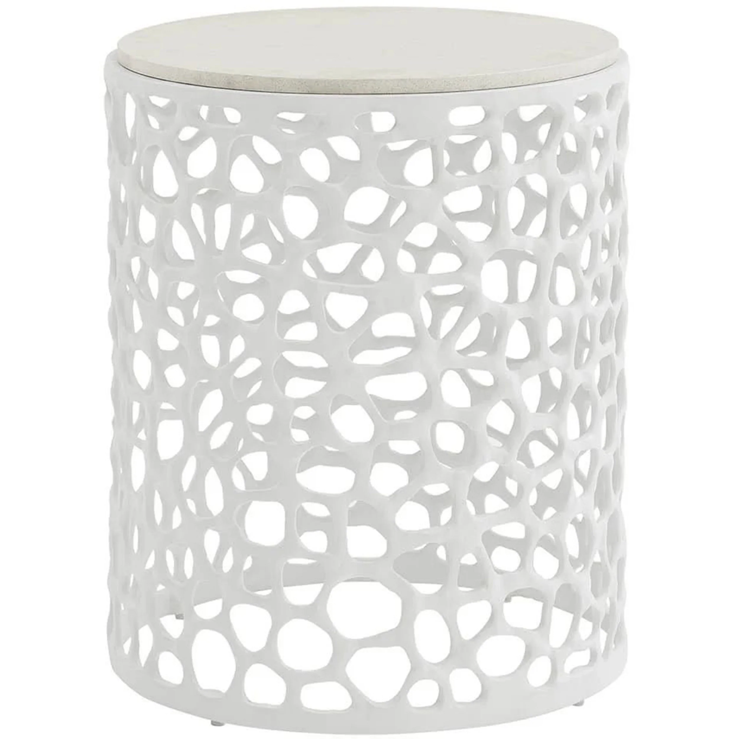 Coral Round Side Table, White - Image 3