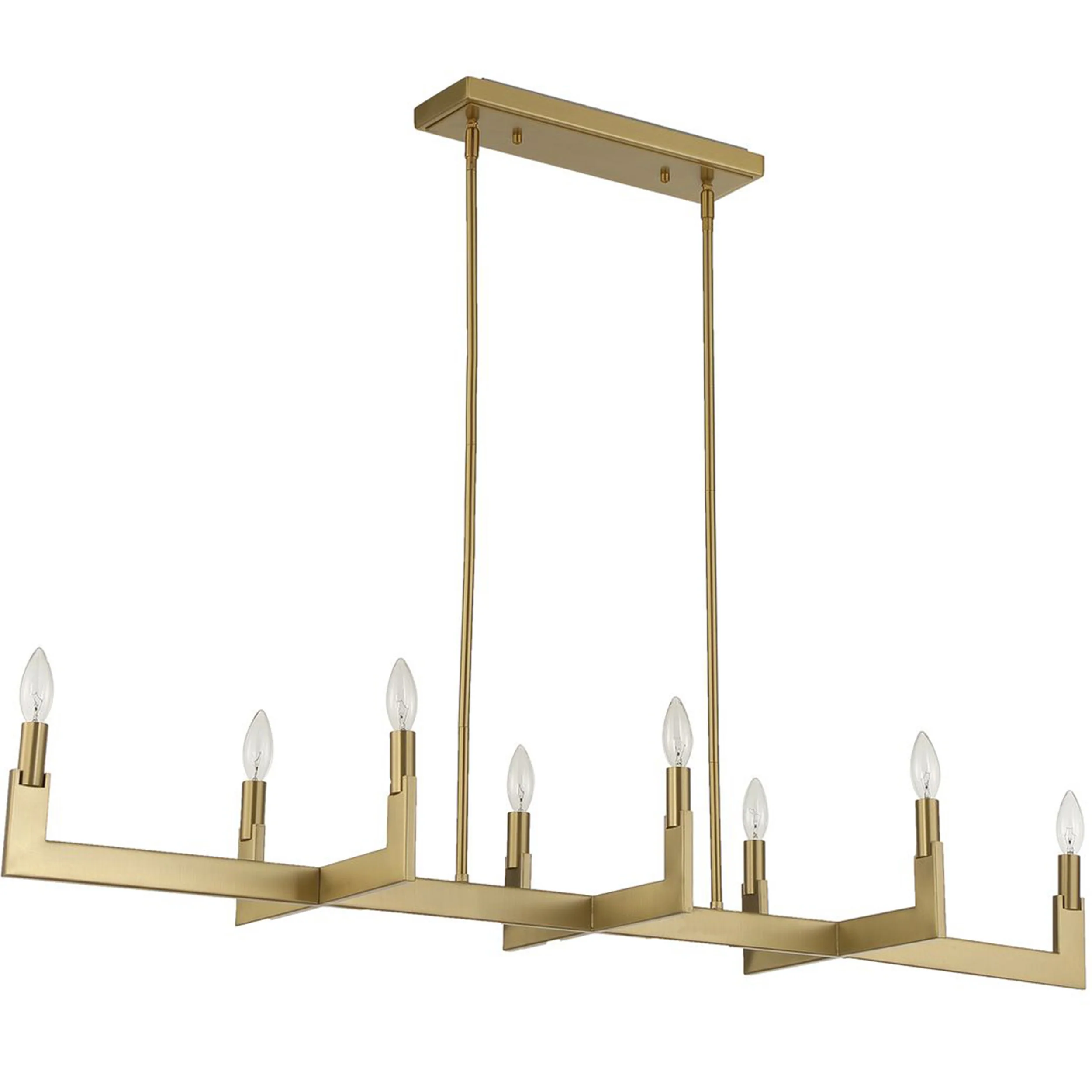 Cordoba 8 Light Linear Chandelier, Natural Brass - Image 3