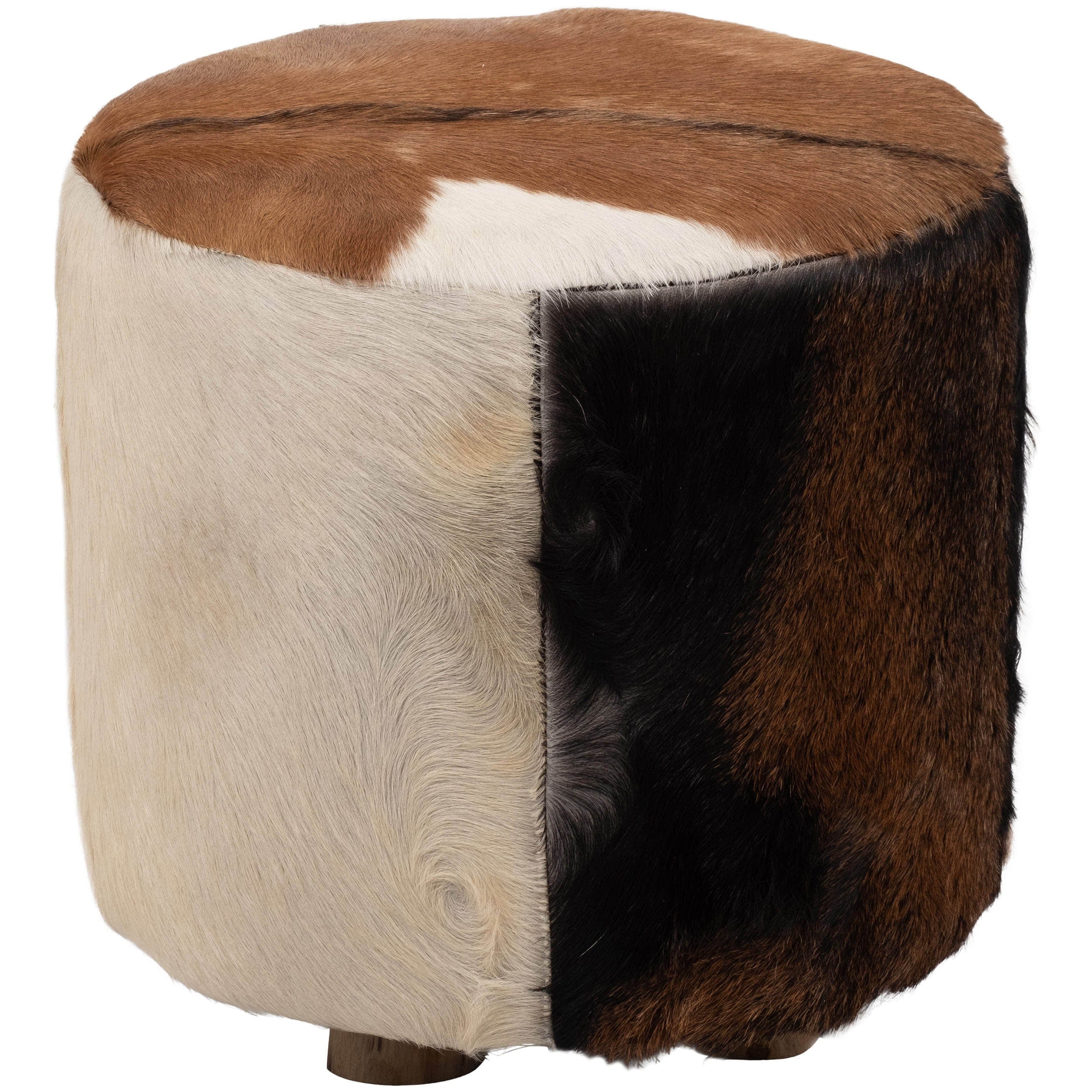 Cowhide Ottoman, Brown and White - Image 2