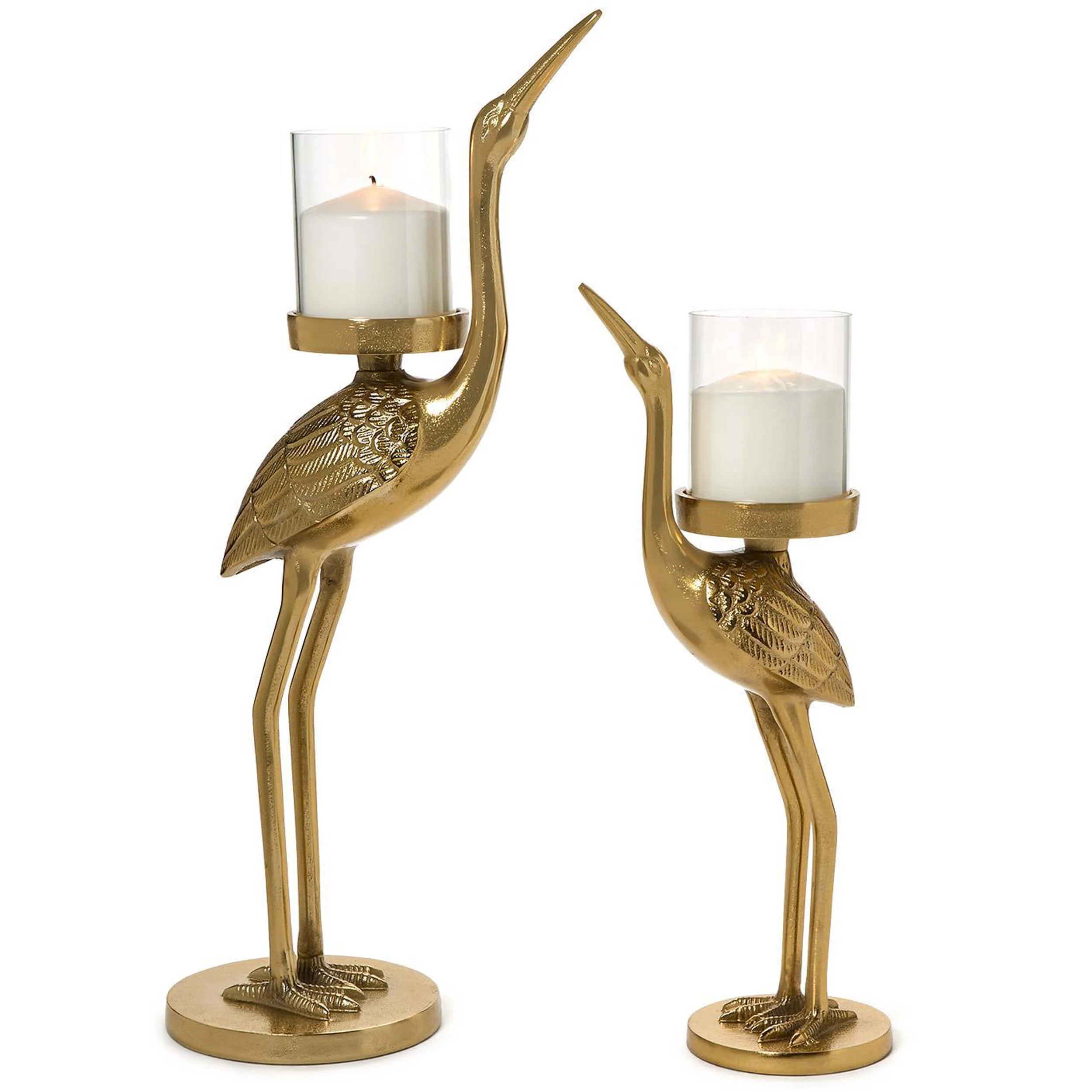 Crane Candle Holder, Gold, Set of 2