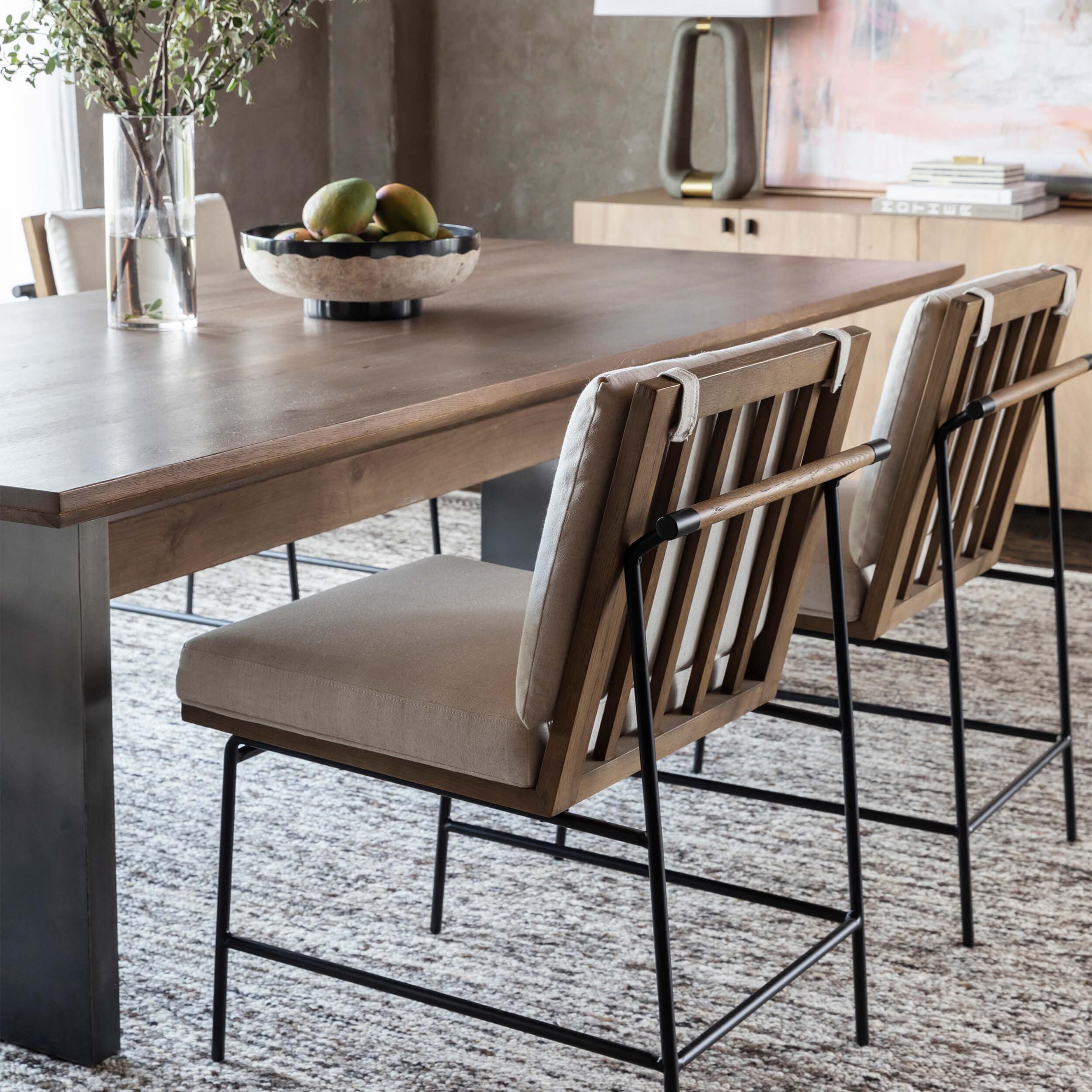 Crete Dining Chair, Savile Flax / Brown Frame, Set of 2 by Four Hands - Image 8