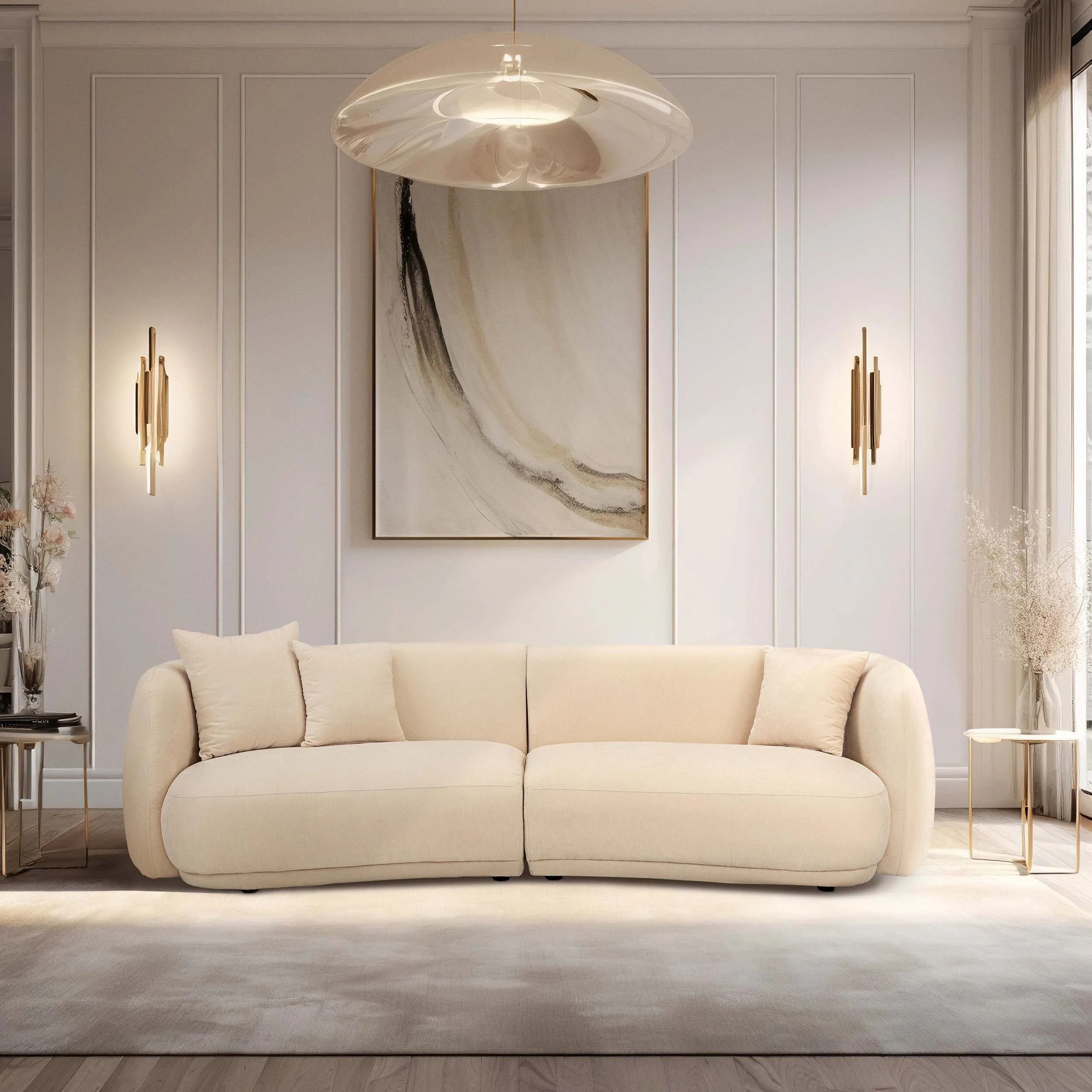 Curbed Sofa, Ivory - Image 6