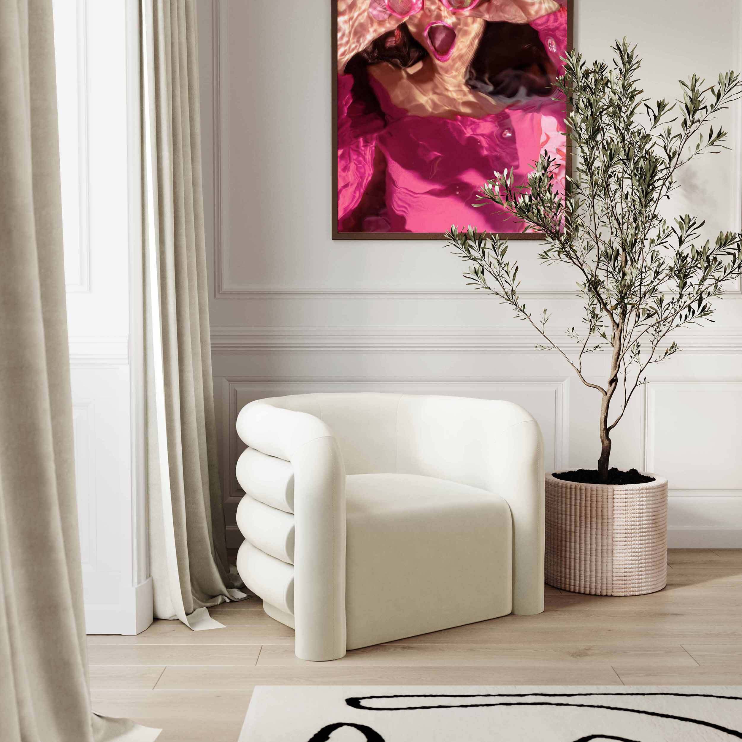 Curves Lounge Chair, Cream - Image 4
