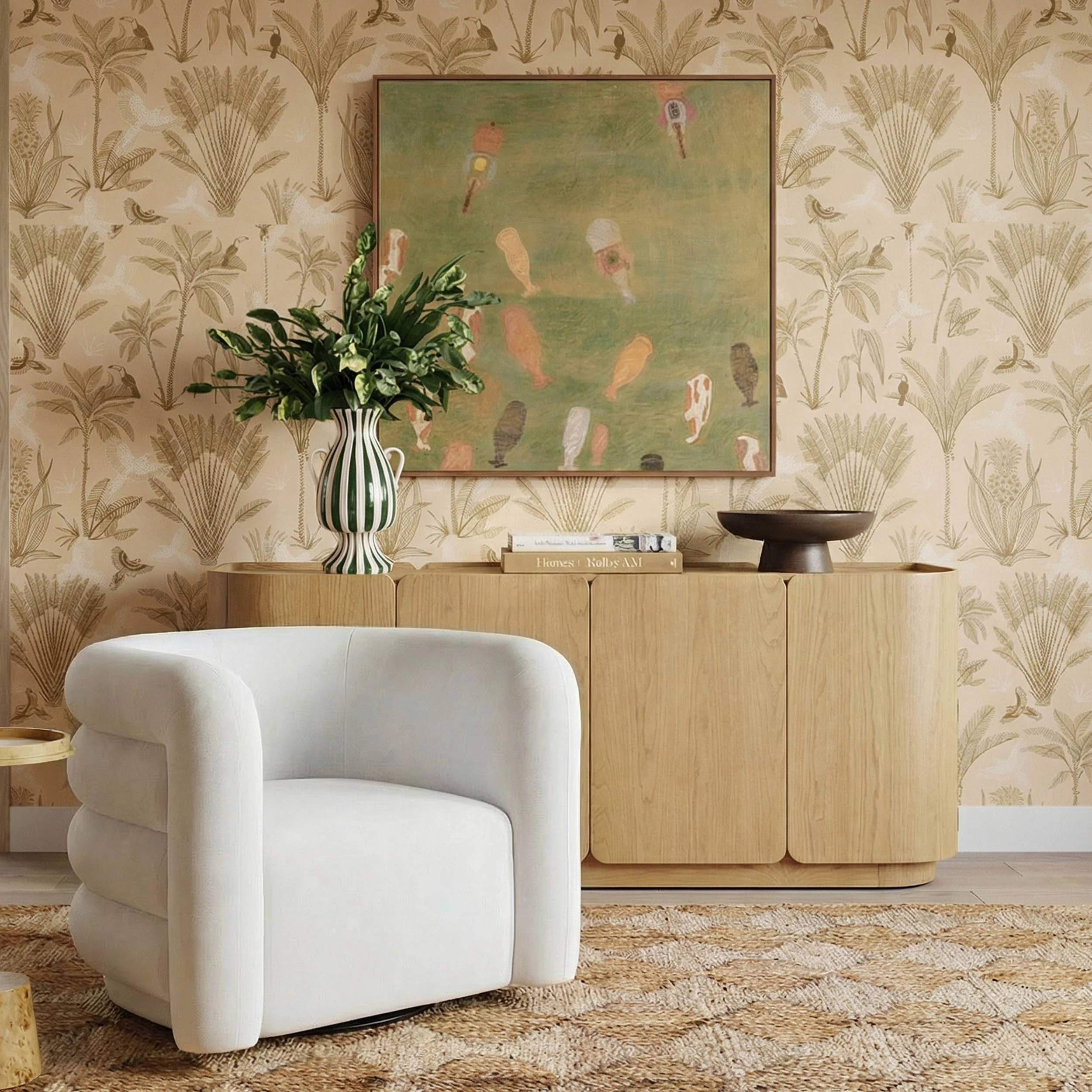 Curves Swivel Chair, Cream - Image 5