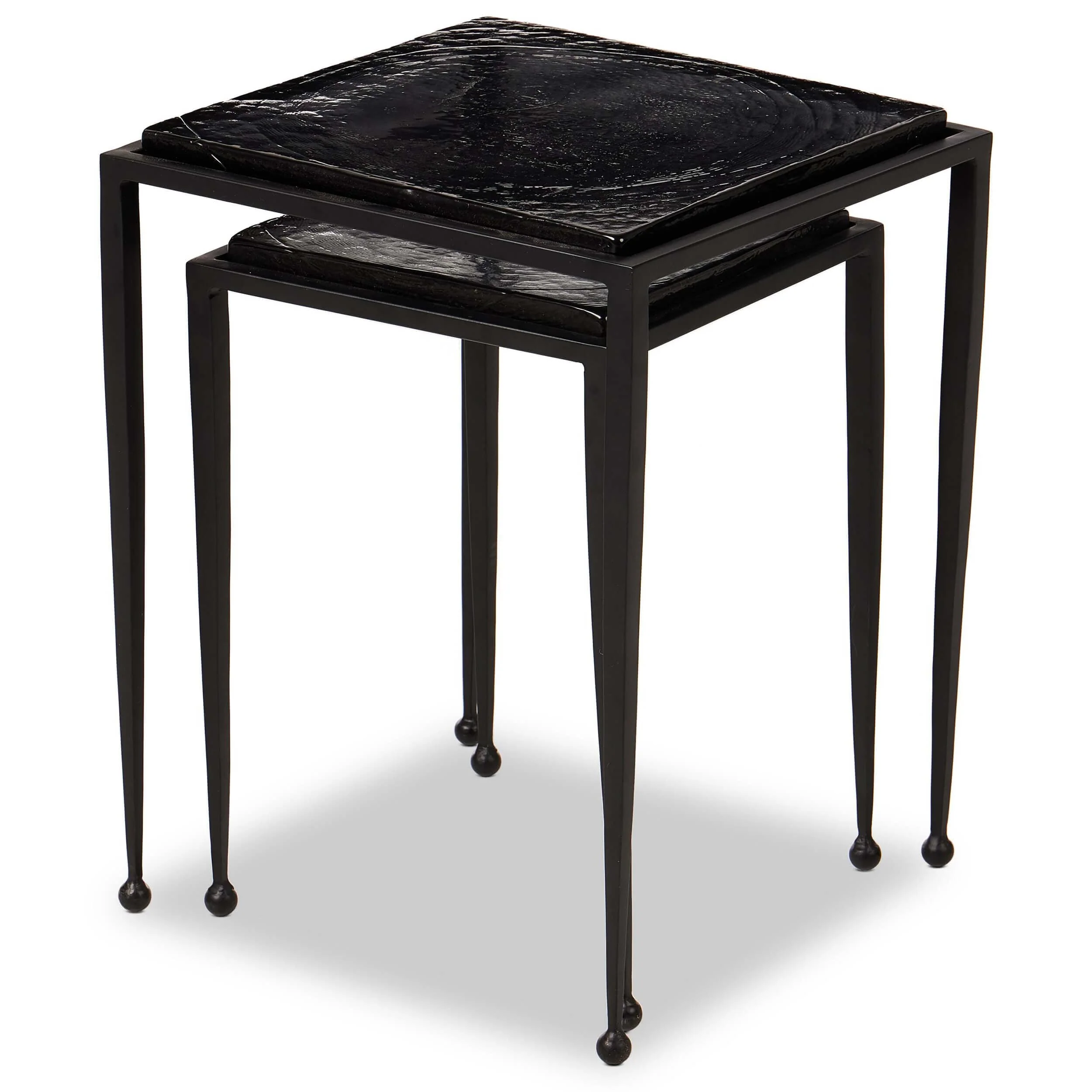 Dalston Cast Glass Nesting Tables, Smoked Black by Four Hands - Image 2