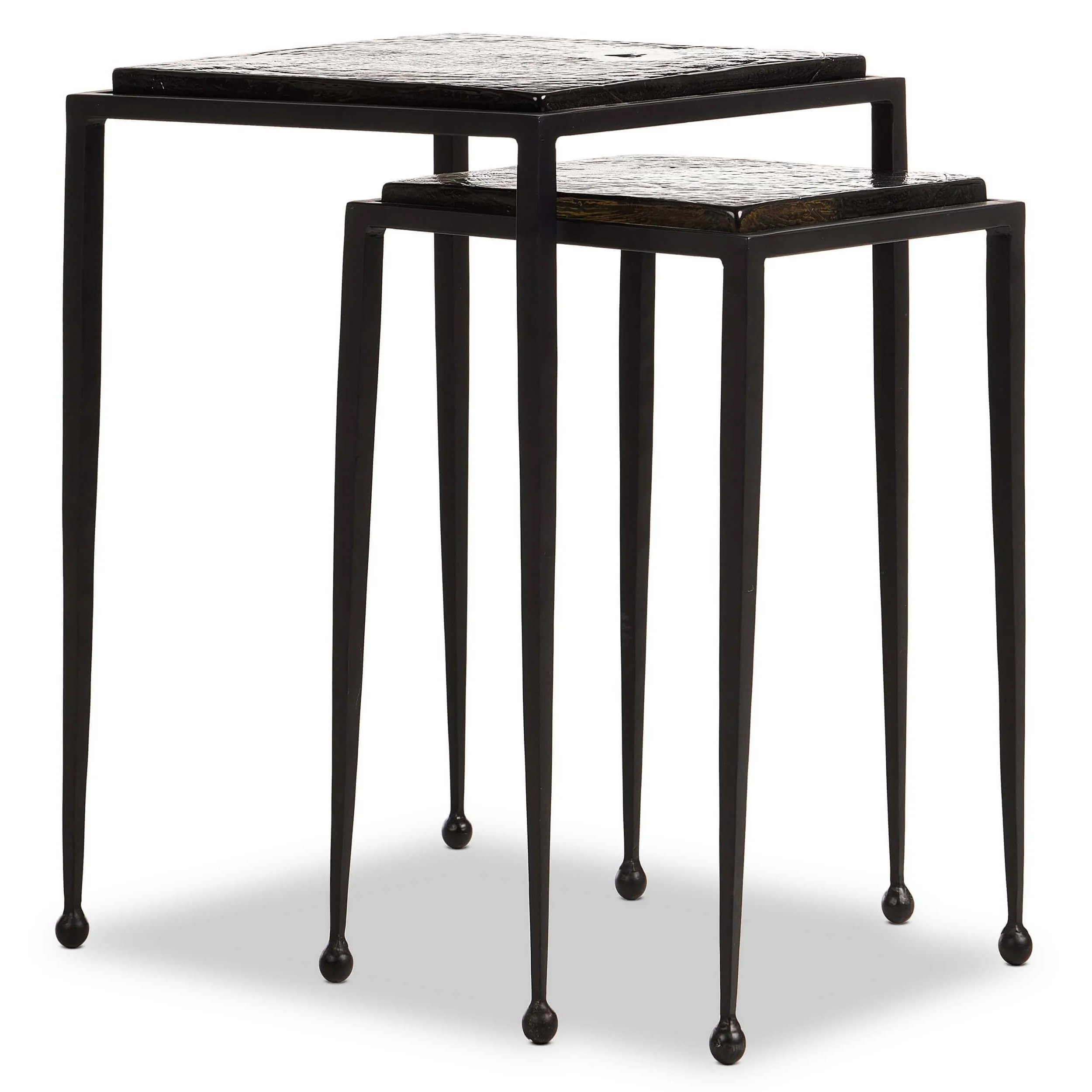 Dalston Cast Glass Nesting Tables, Smoked Black by Four Hands - Image 3