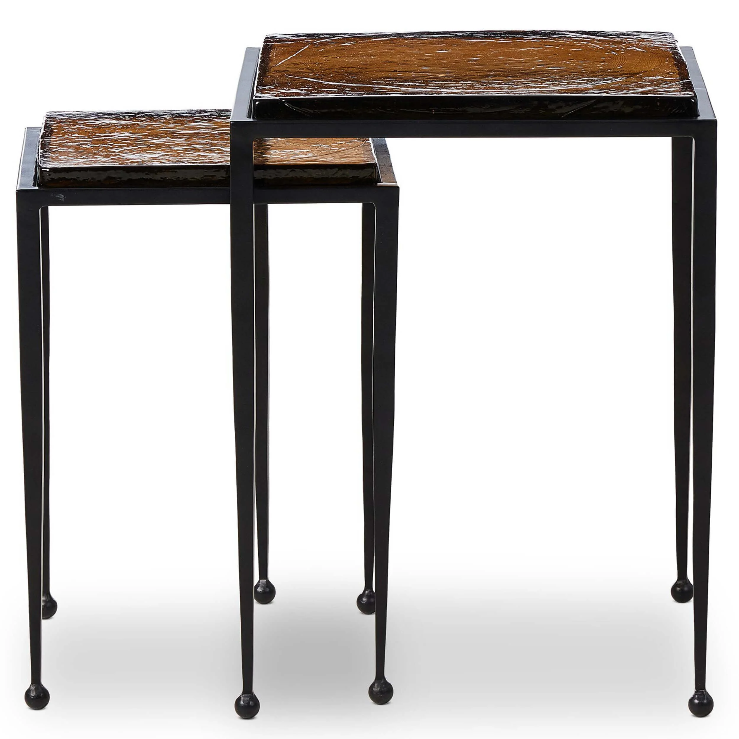 Dalston Nesting End Tables, Amber Cast Glass by Four Hands - Image 2