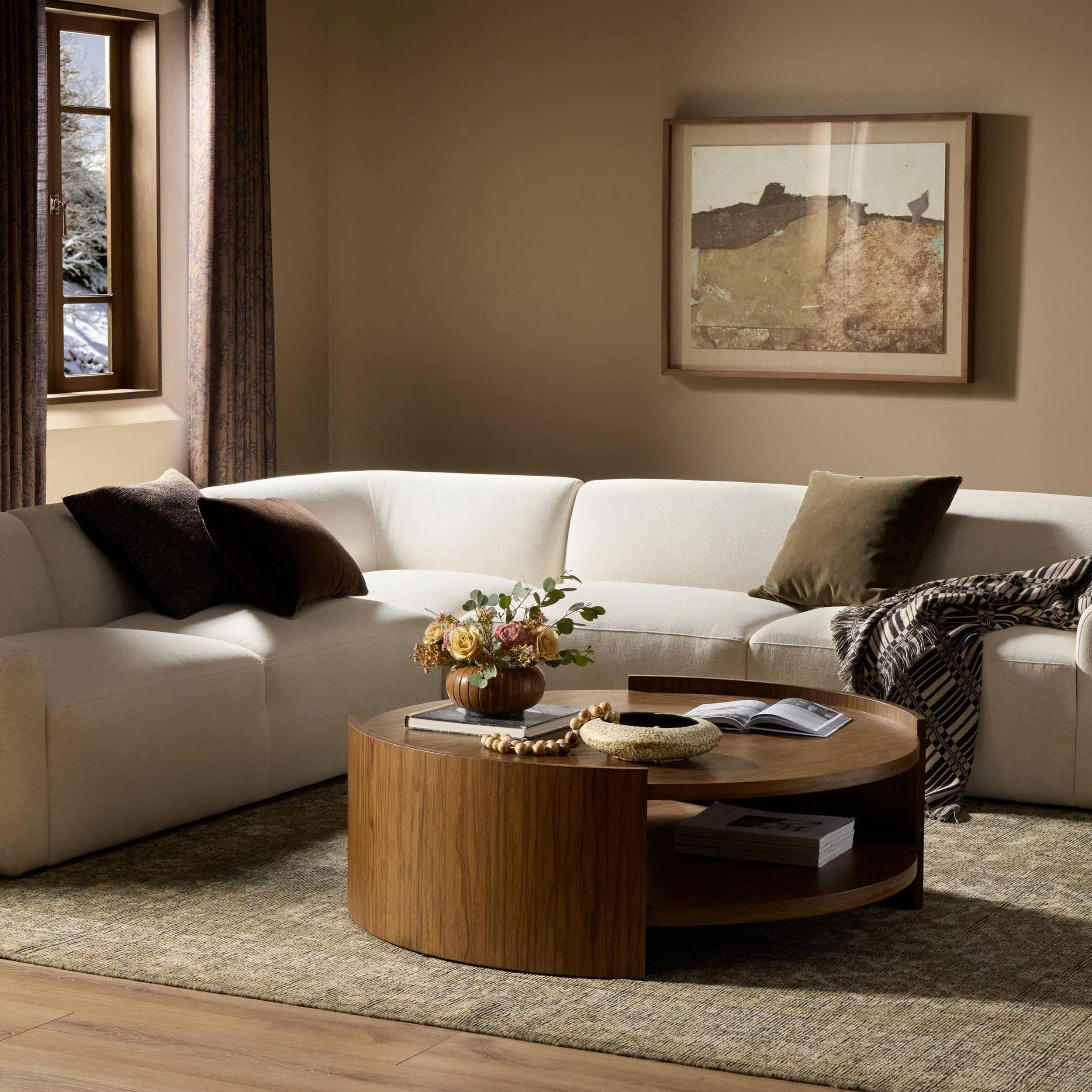 Damari Round Coffee Table, Medium Brown by Four Hands - Image 7