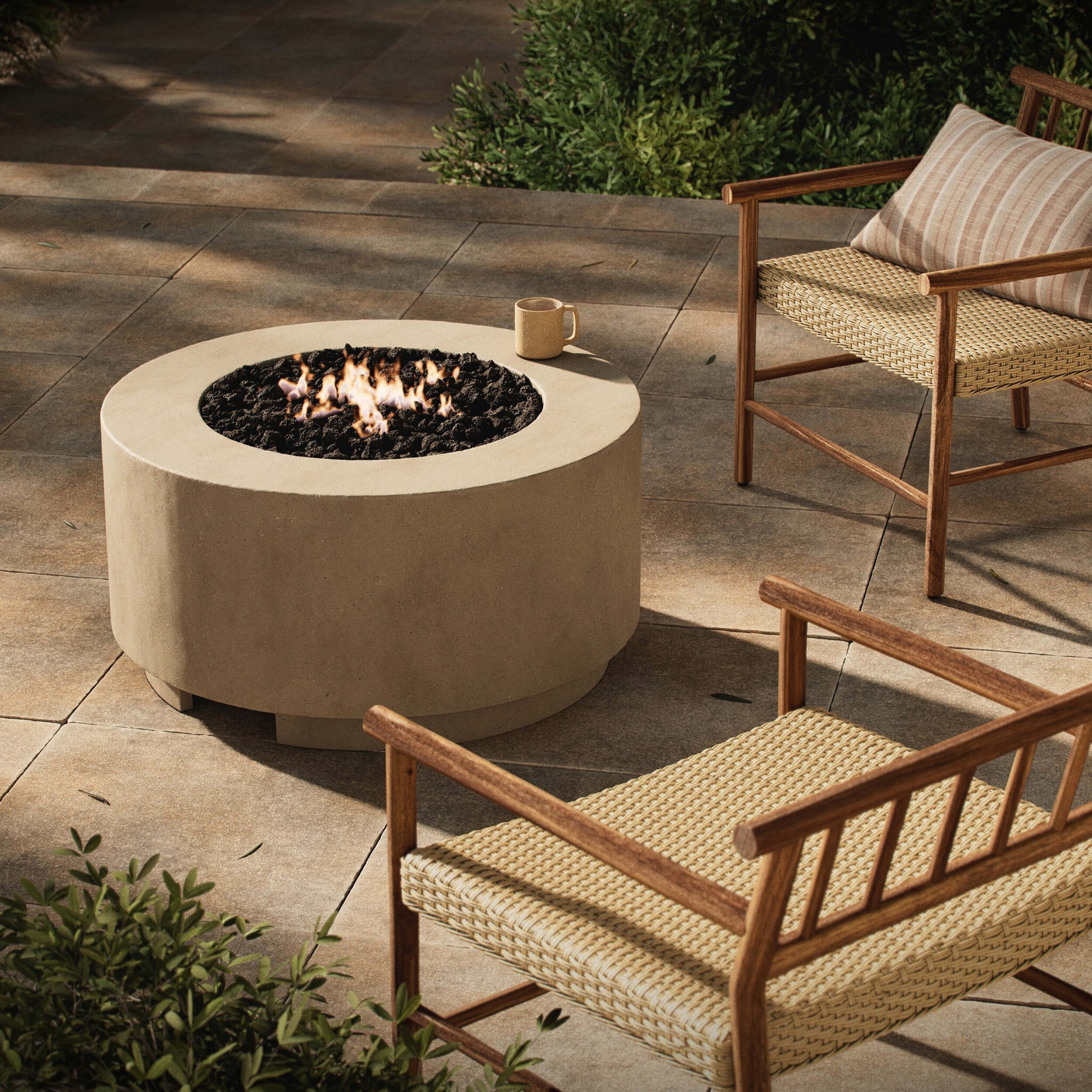 Damian Outdoor Fire Table, Natural by Four Hands - Image 5