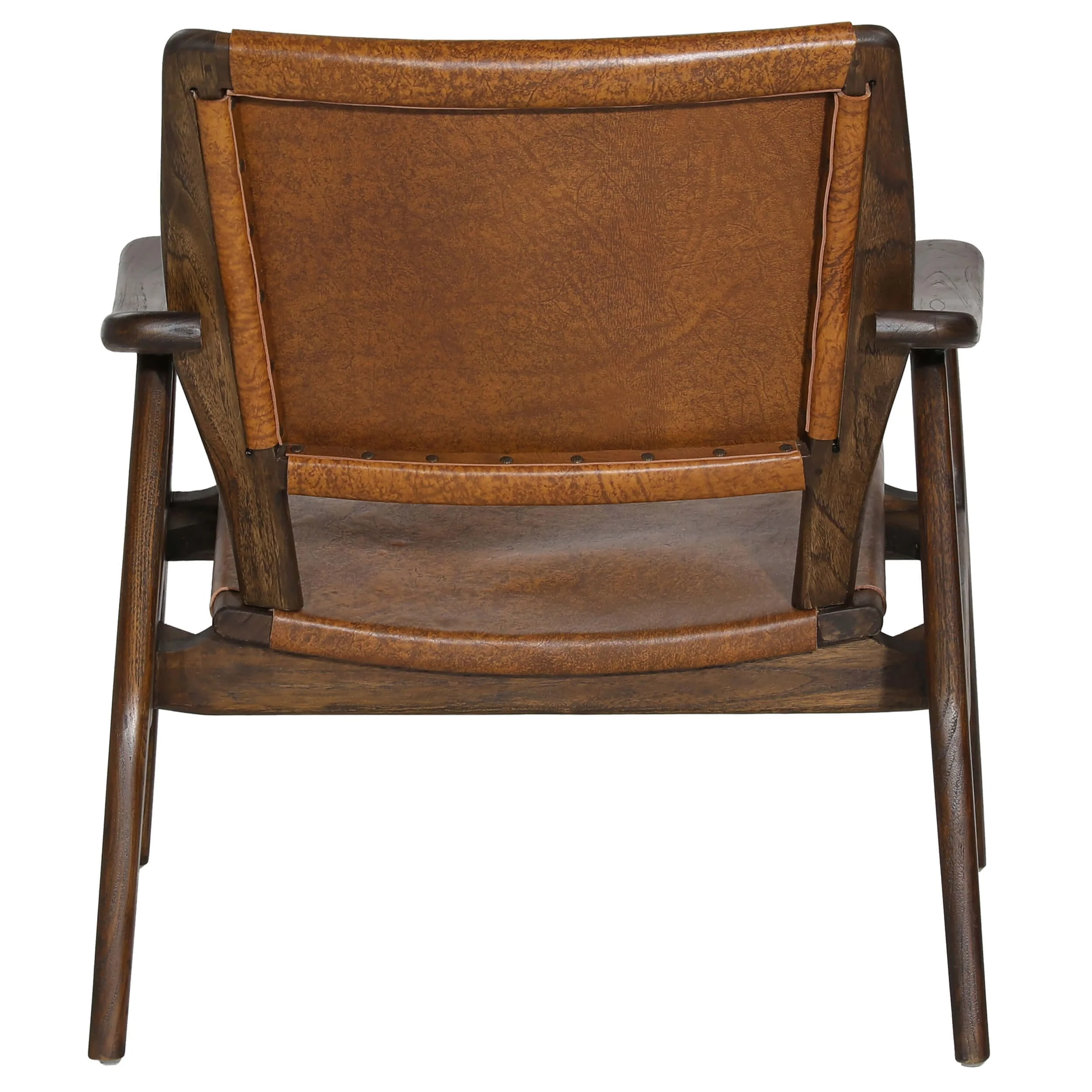 Dania Leather Chair, Medium Brown - Image 4