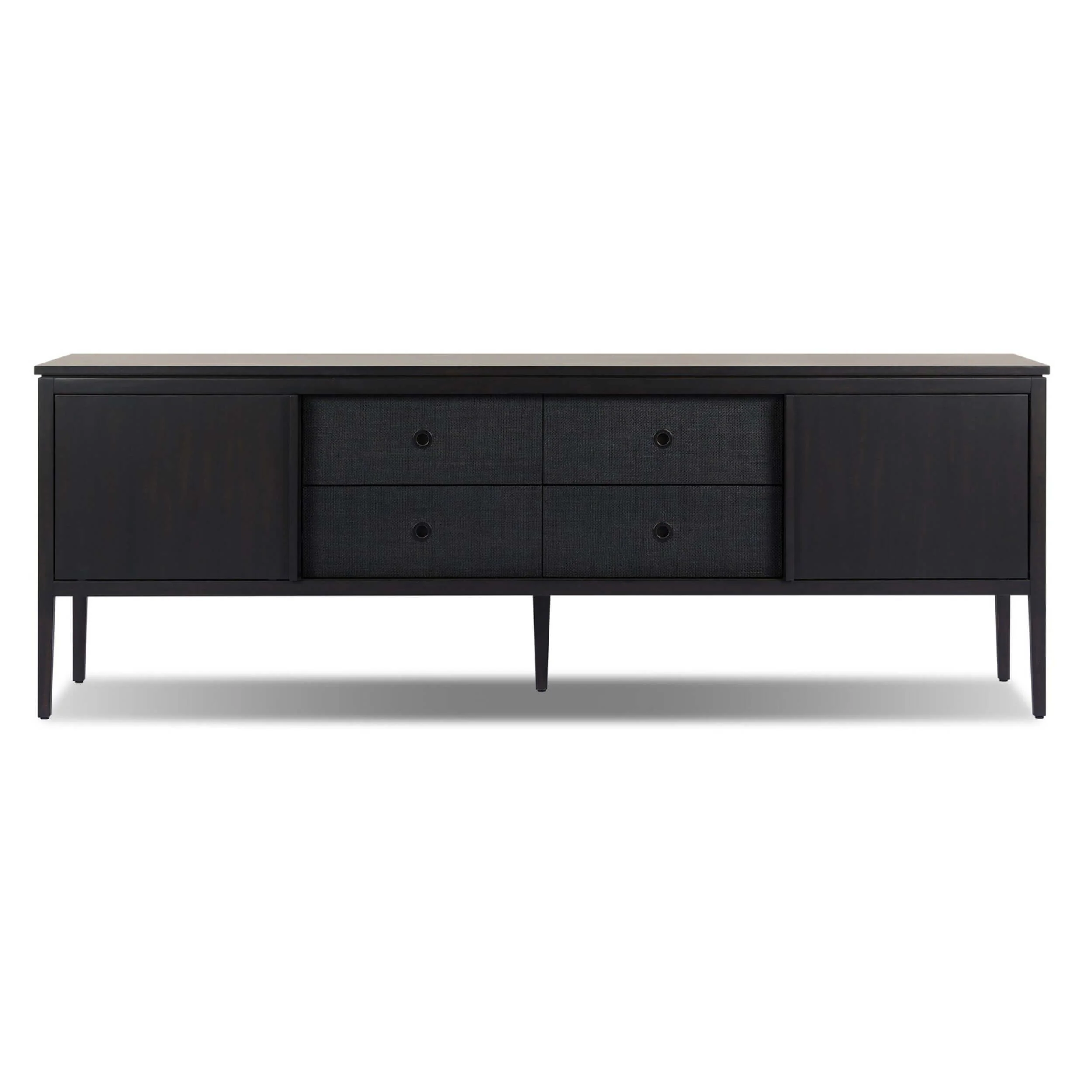 Dawn Media Console, Black Raffia by Four Hands - Image 2