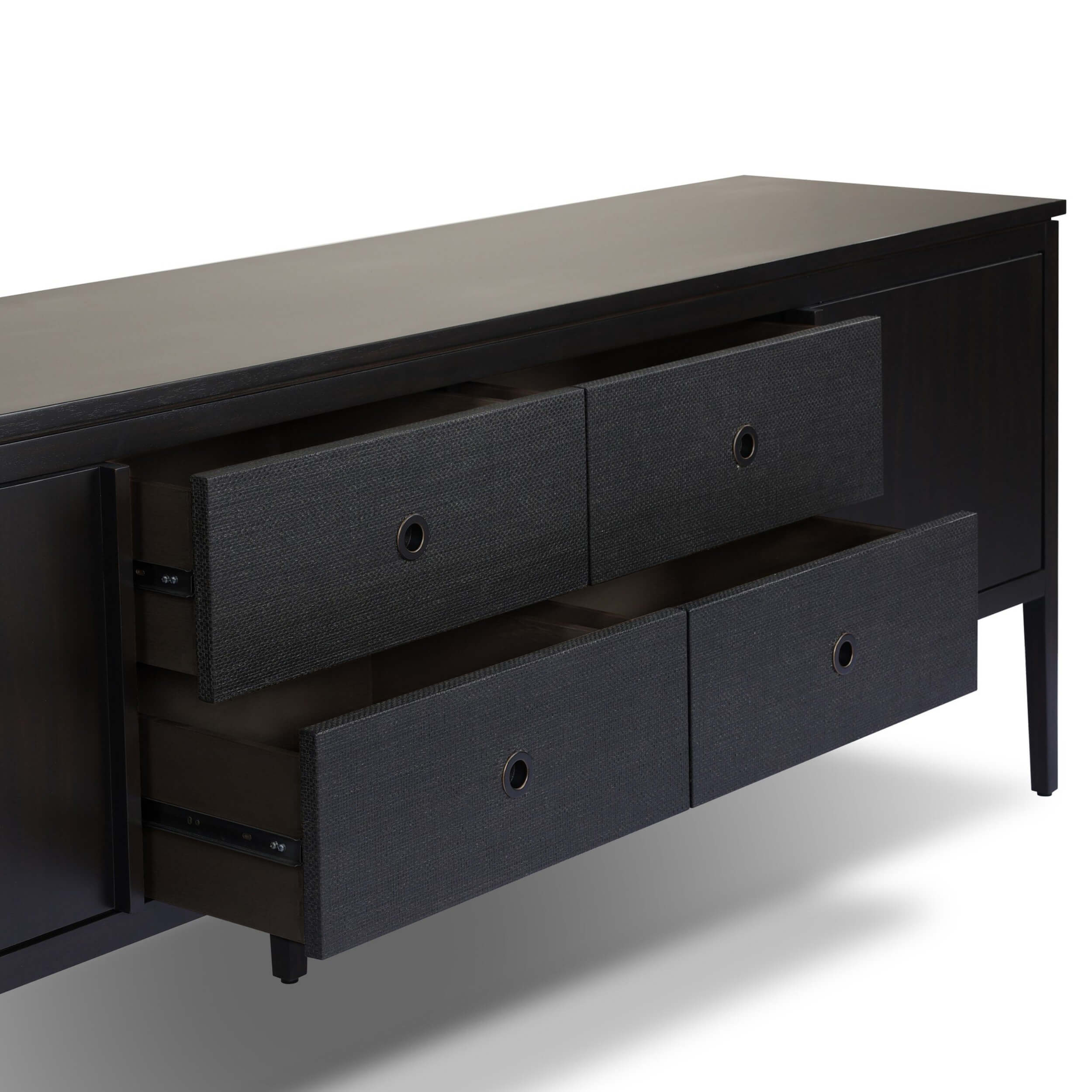 Dawn Media Console, Black Raffia by Four Hands - Image 4