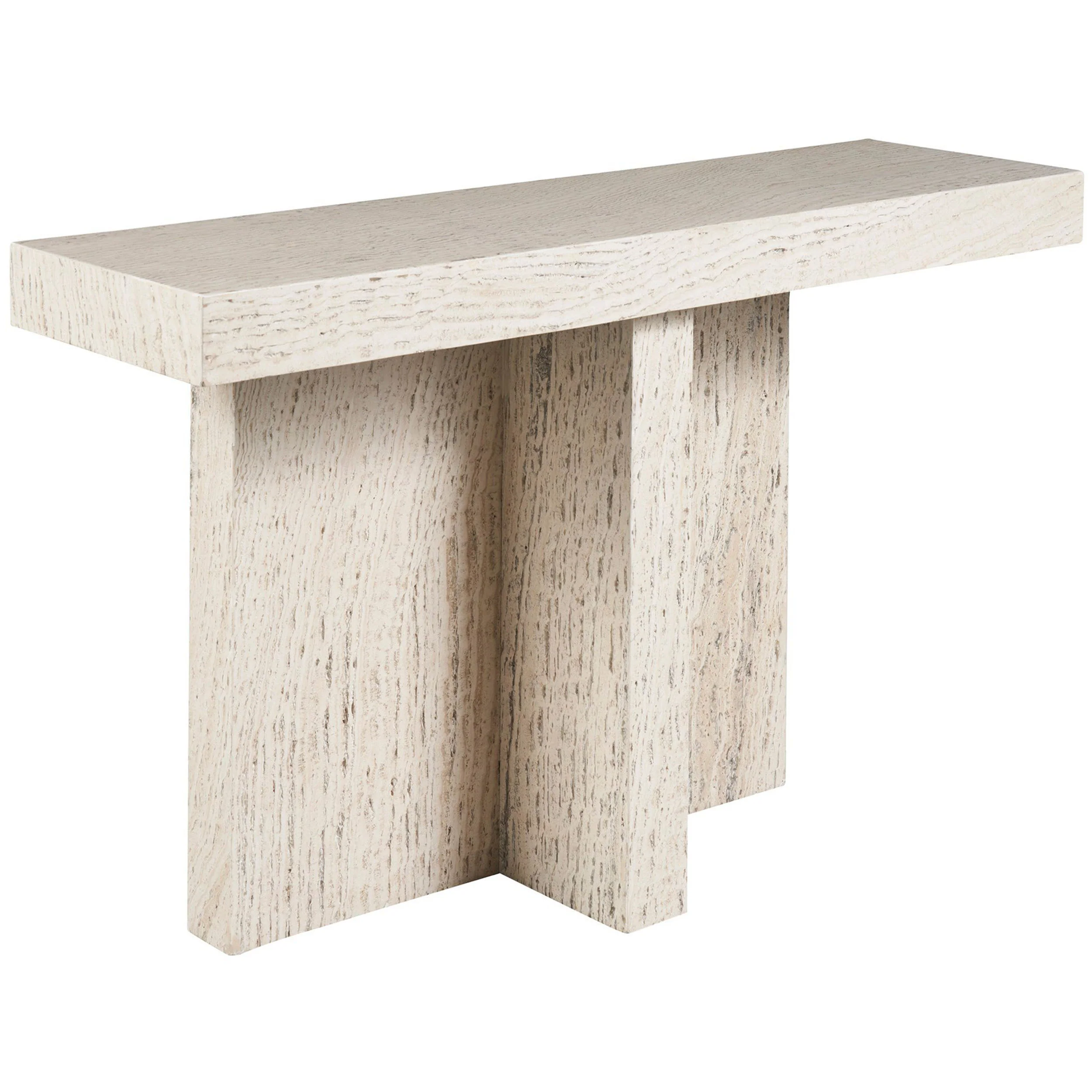 Daxton Console Table, White Travertine