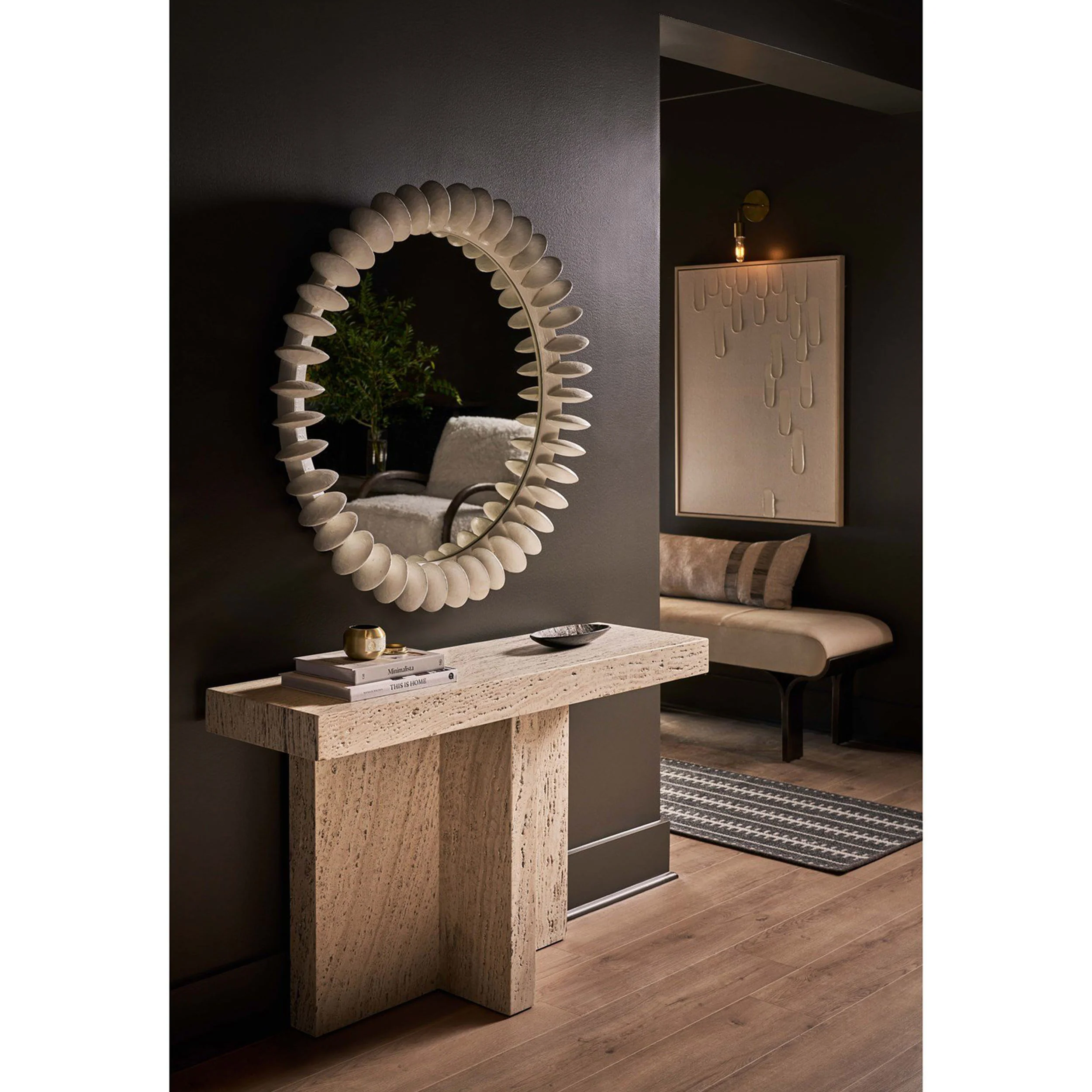 Daxton Console Table, White Travertine - Image 4
