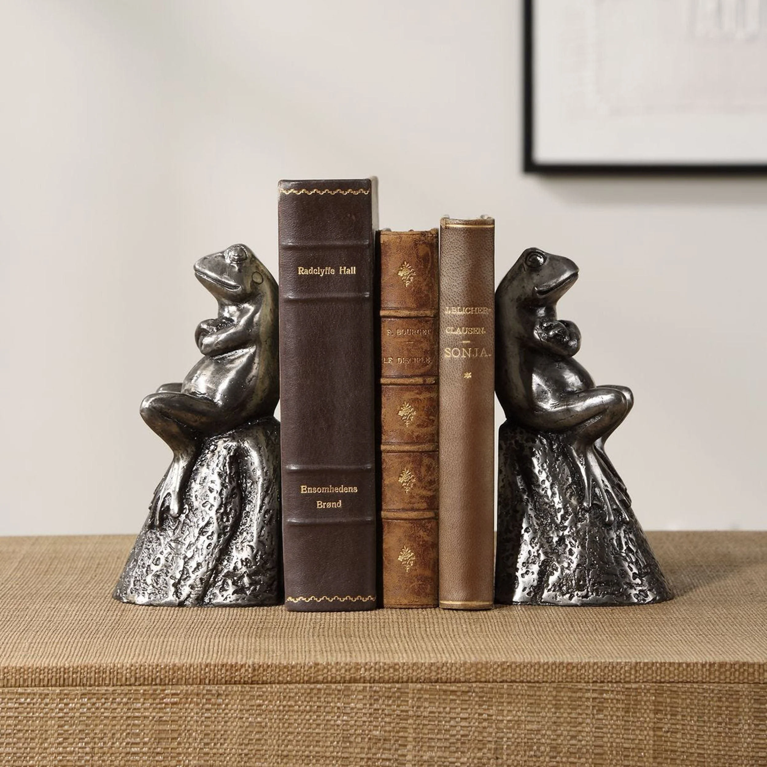 Daydreaming Frogs Bookends, Set of 2, Silver - Image 4