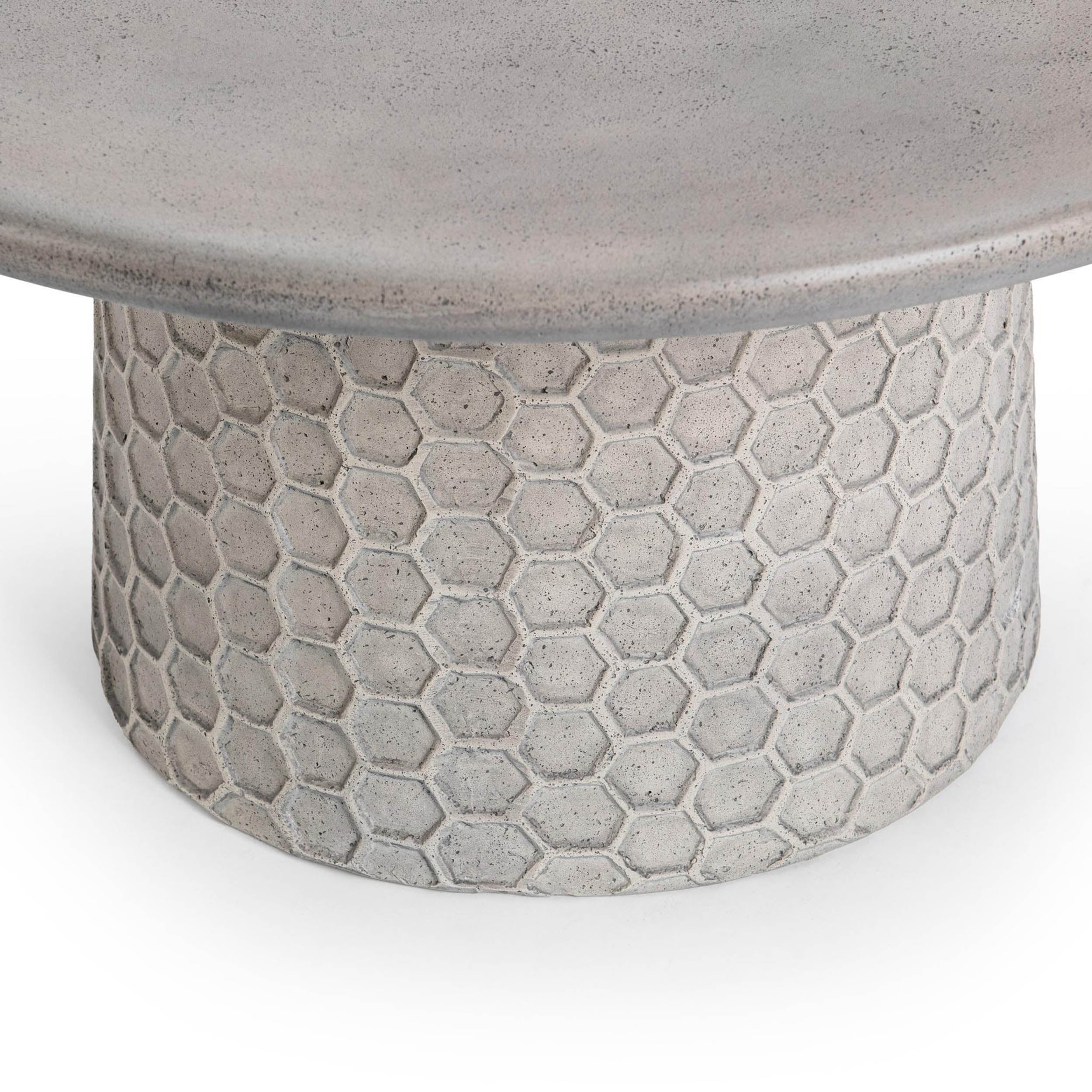 Delaine Outdoor Round Coffee Table, Light Gray - Image 3