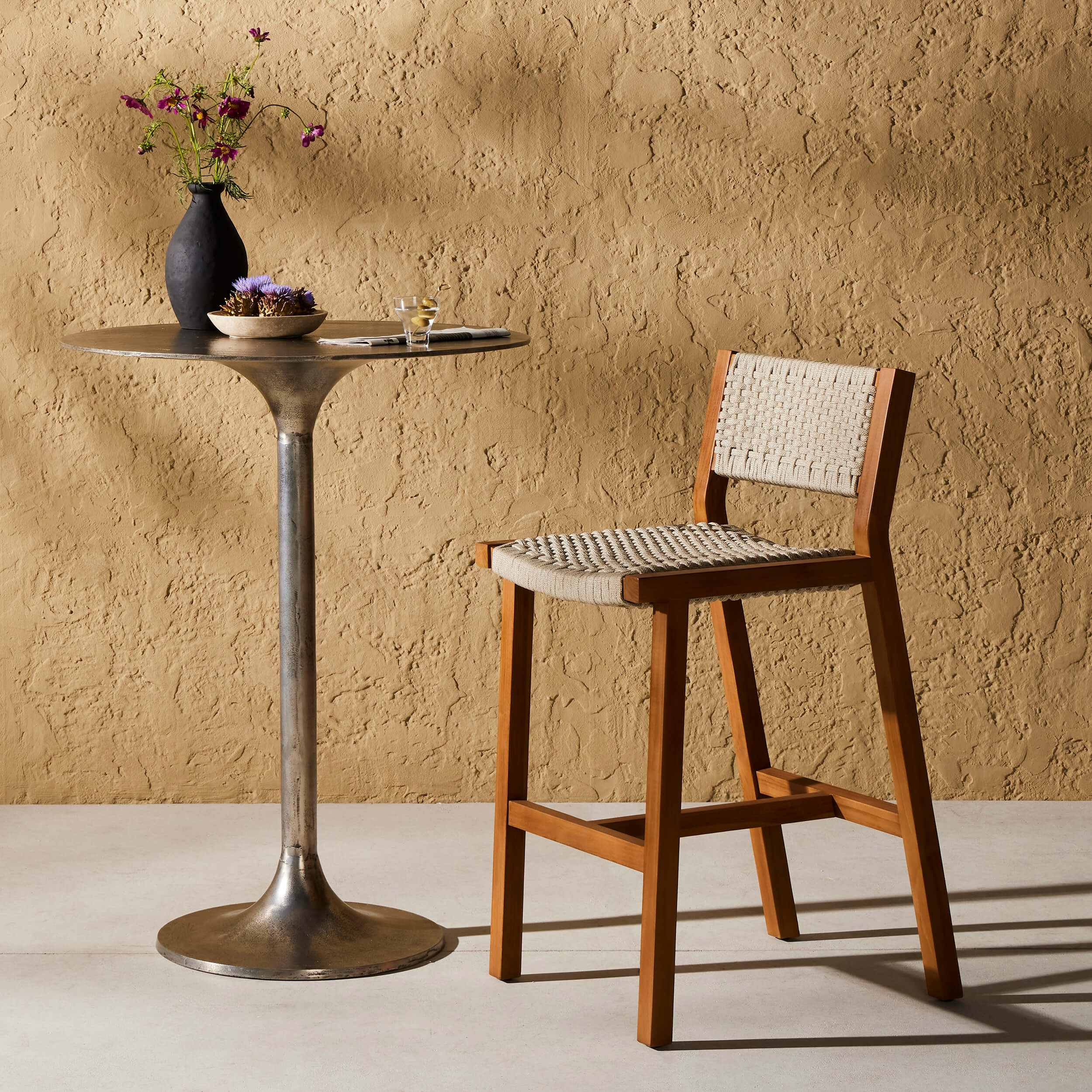 Delano Outdoor Bar & Counter Stool, Natural Teak by Four Hands - Image 5