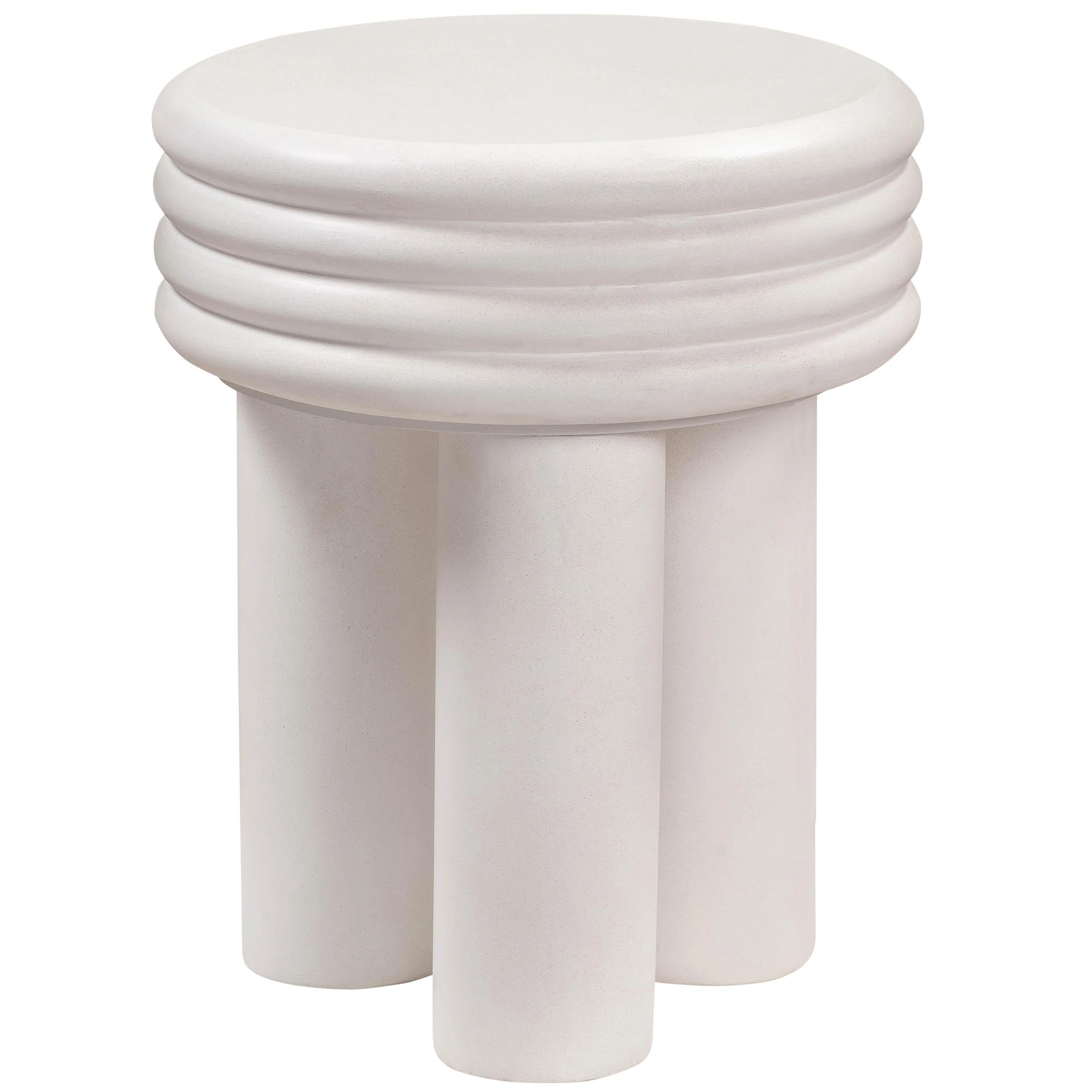 Delta Round Side Table, Ivory