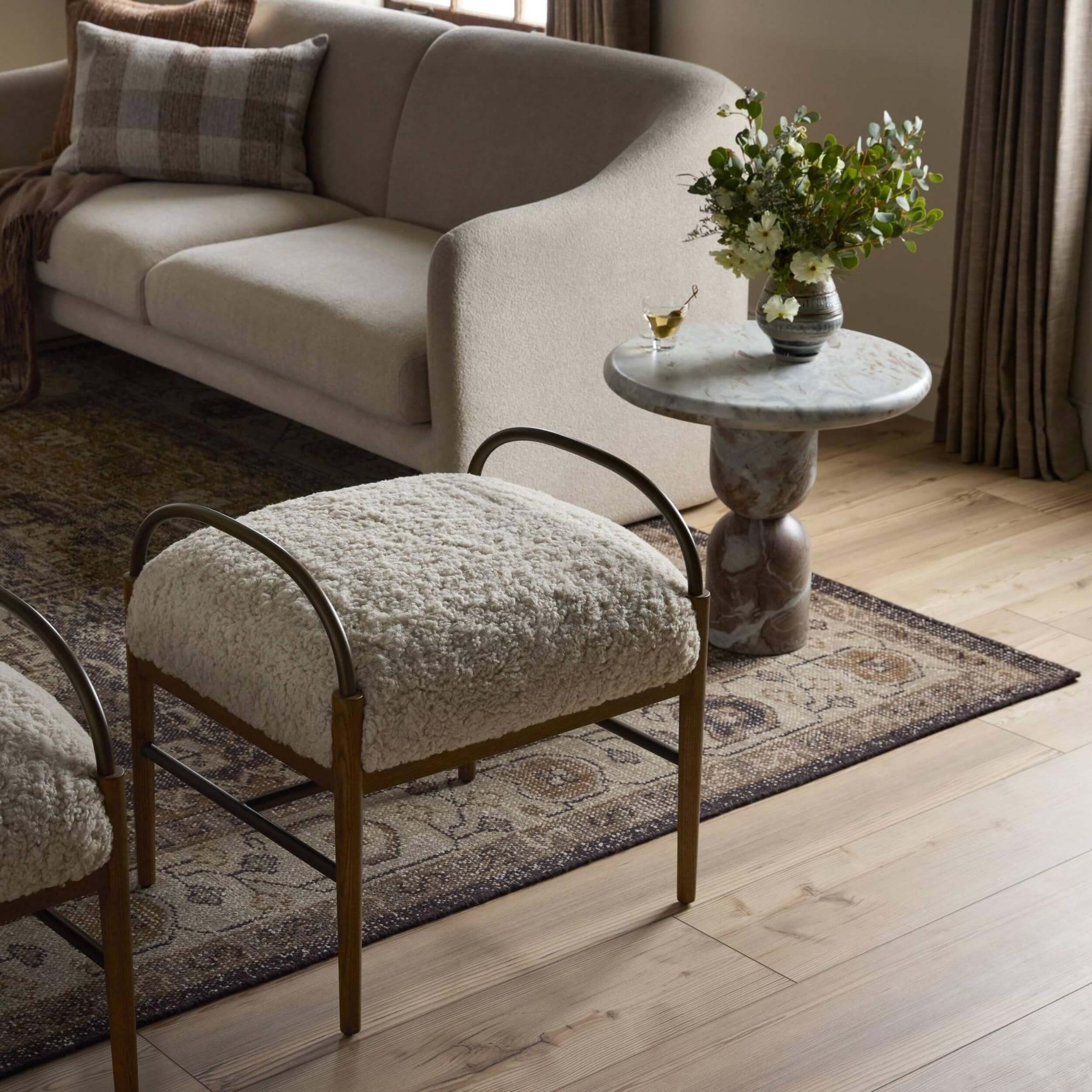 Demi Accent Stool, Beige Shearling by Amber Lewis x Four Hands - Image 5