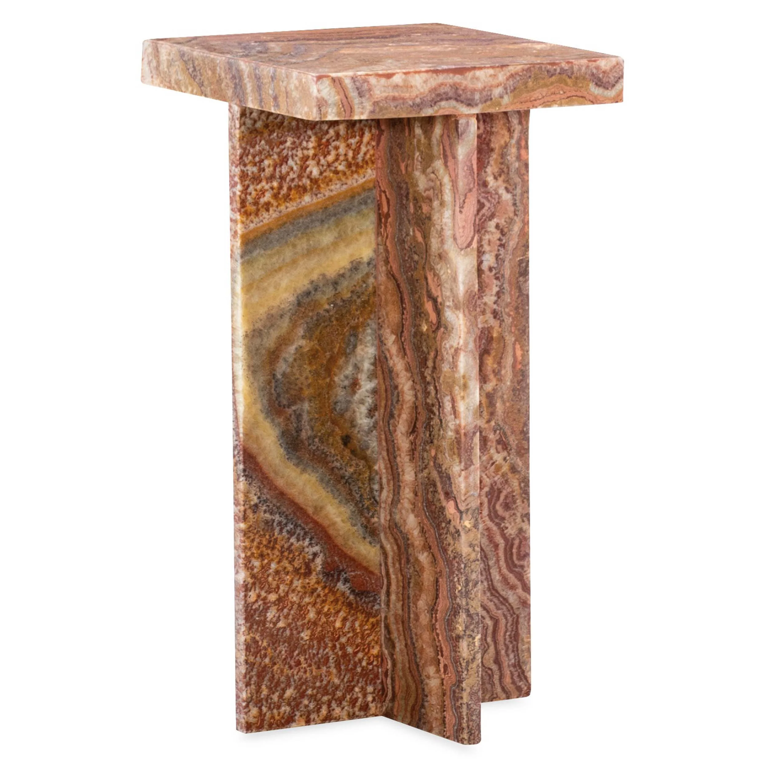 Denys Spot Table, Red Travertine