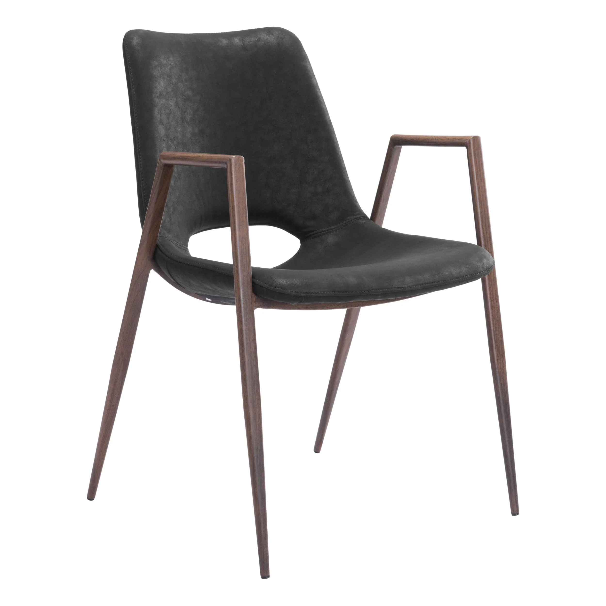 Desi Dining Chair, Black/Walnut, Set of 2