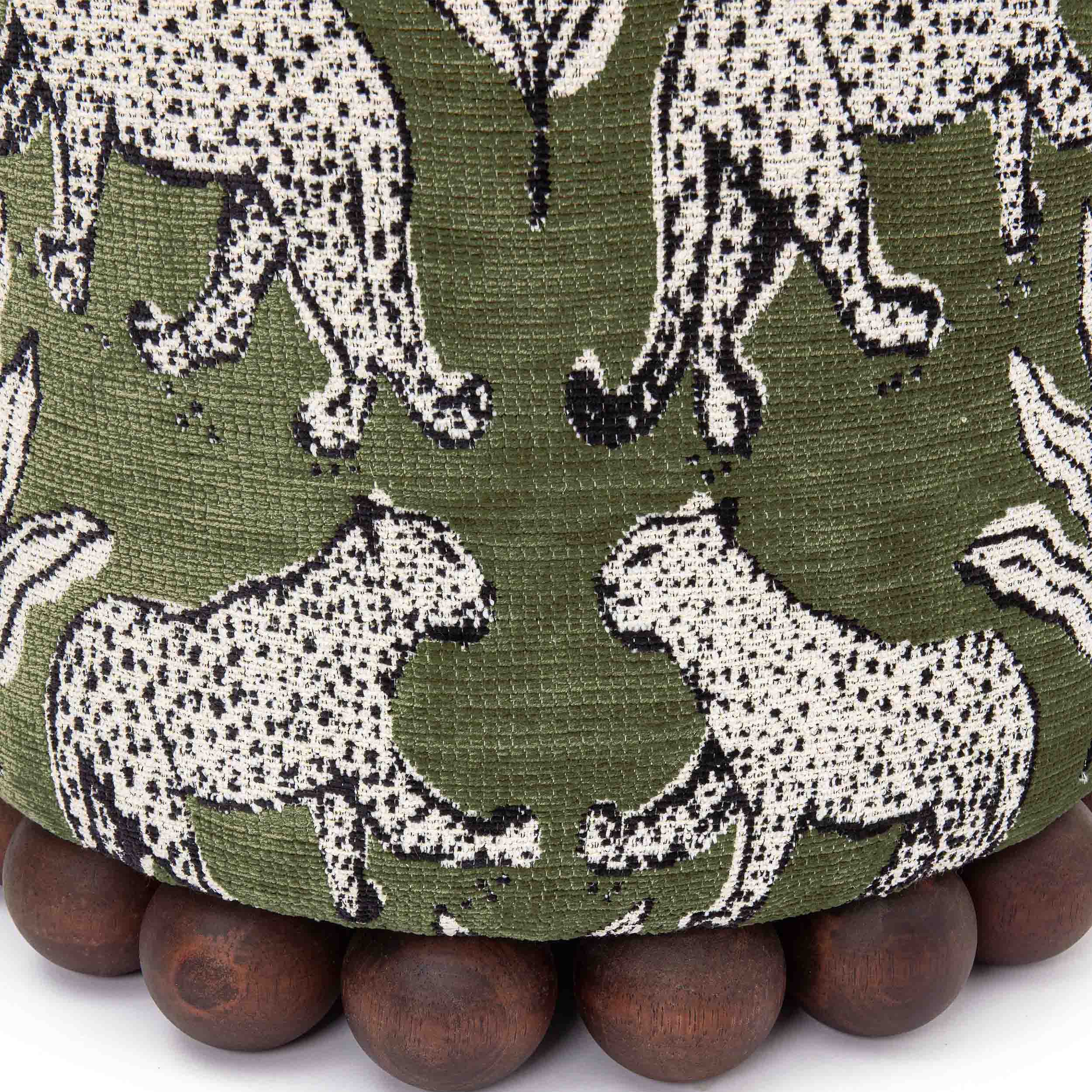Dex Leopard Ottoman, Olive Green - Image 3