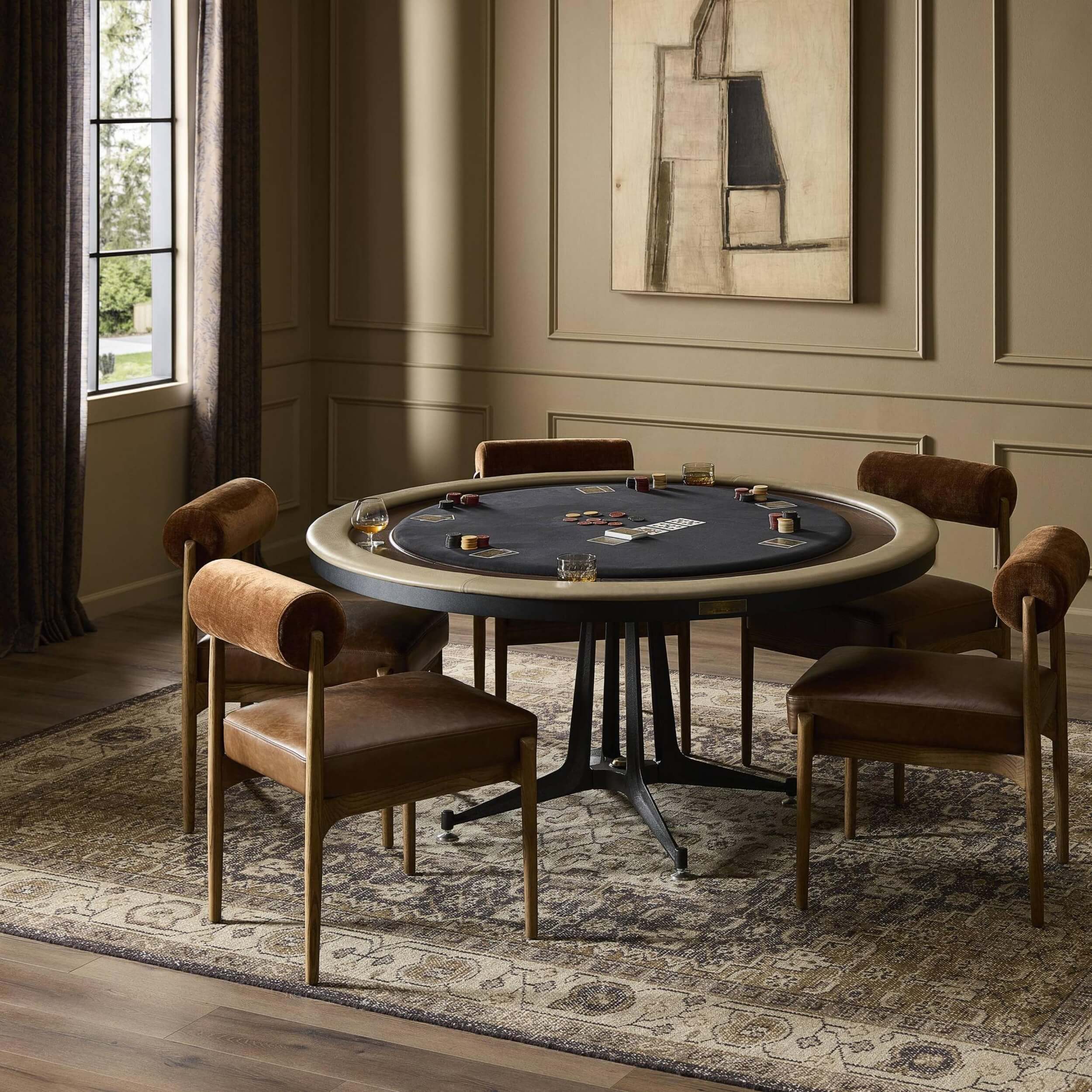 District Eight Poker Table, Smoked Oak by Four Hands - Image 5