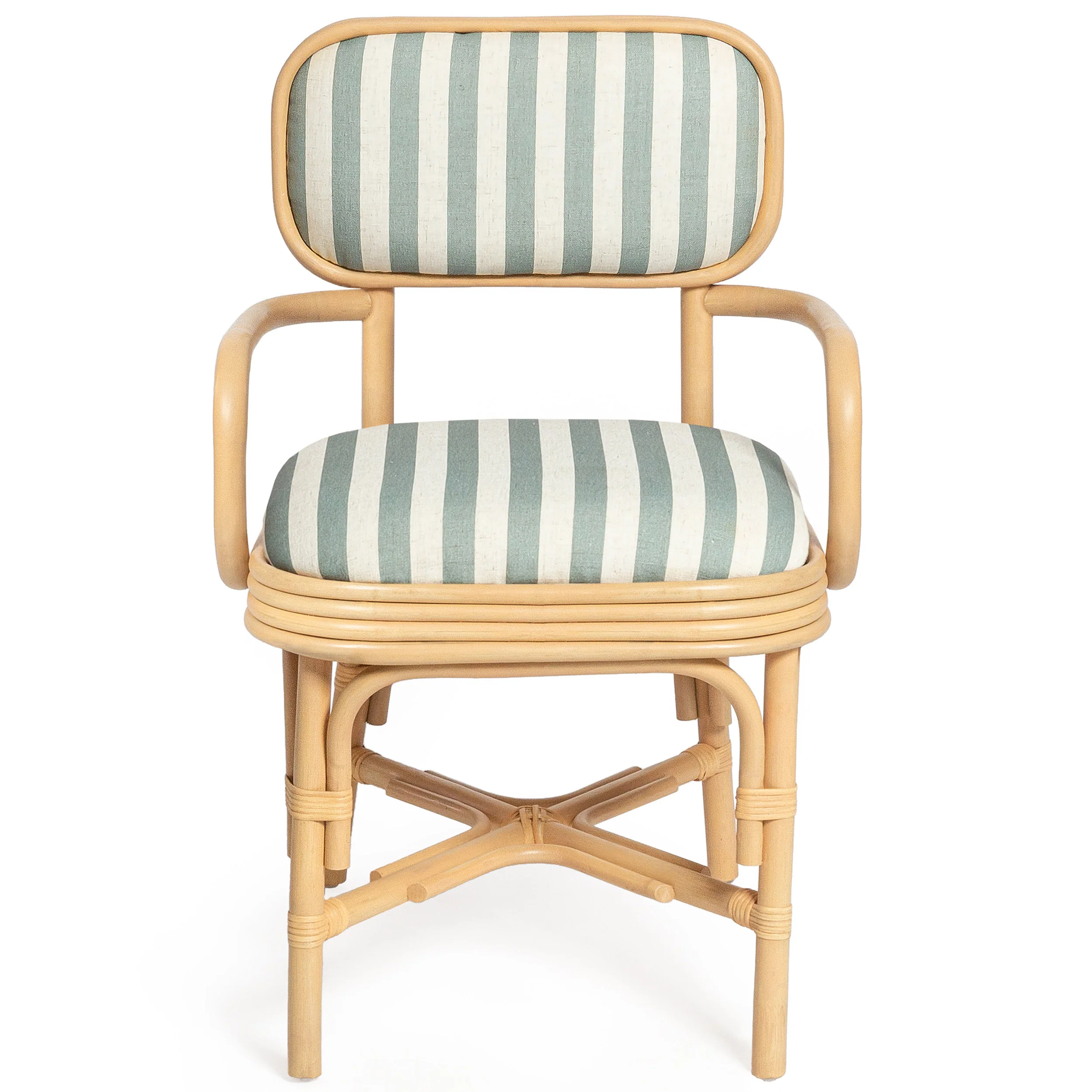 Dorine Striped Dining Armchair, Mint Green - Image 2