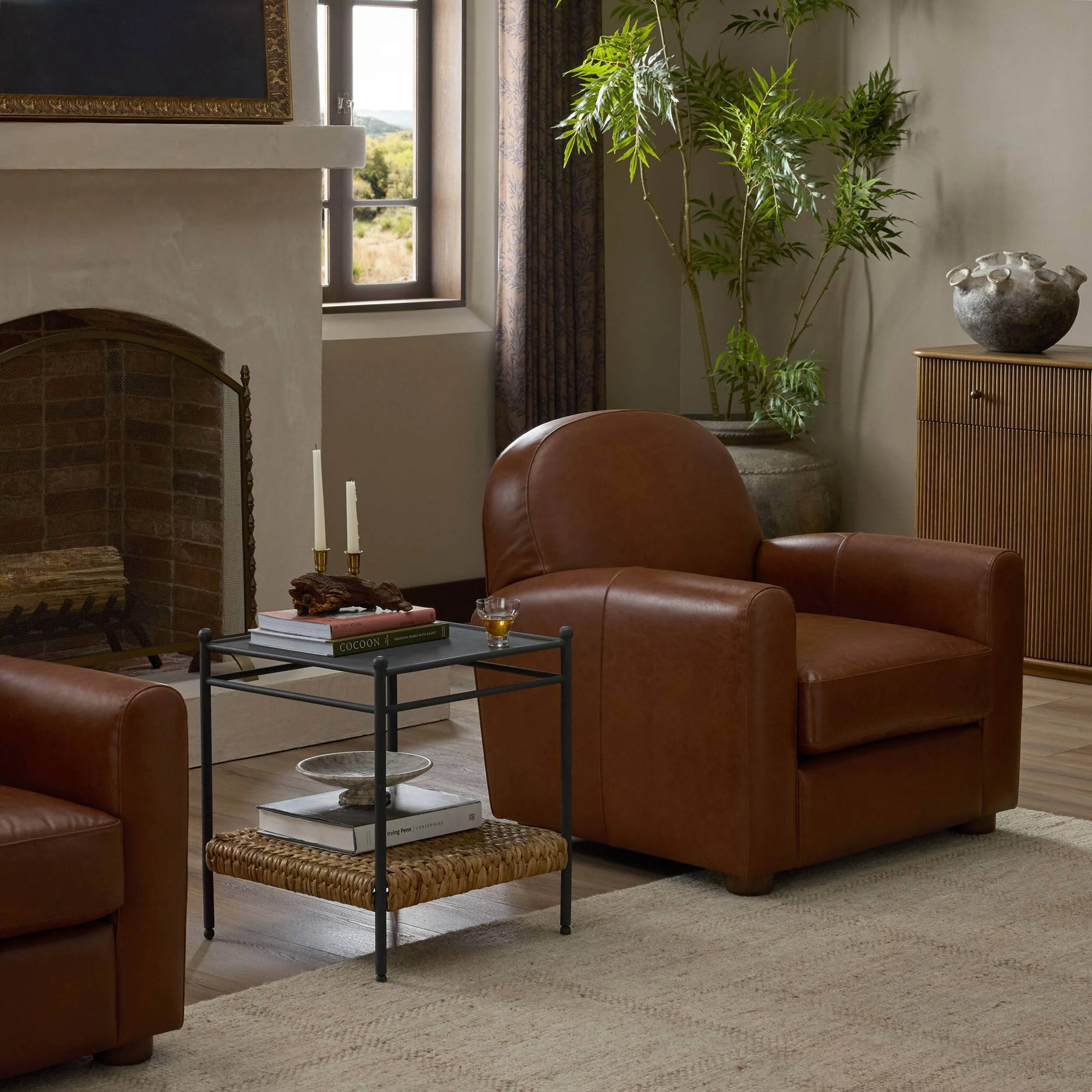 Draper Leather Chair, Dulane Mahogany by Four Hands - Image 8