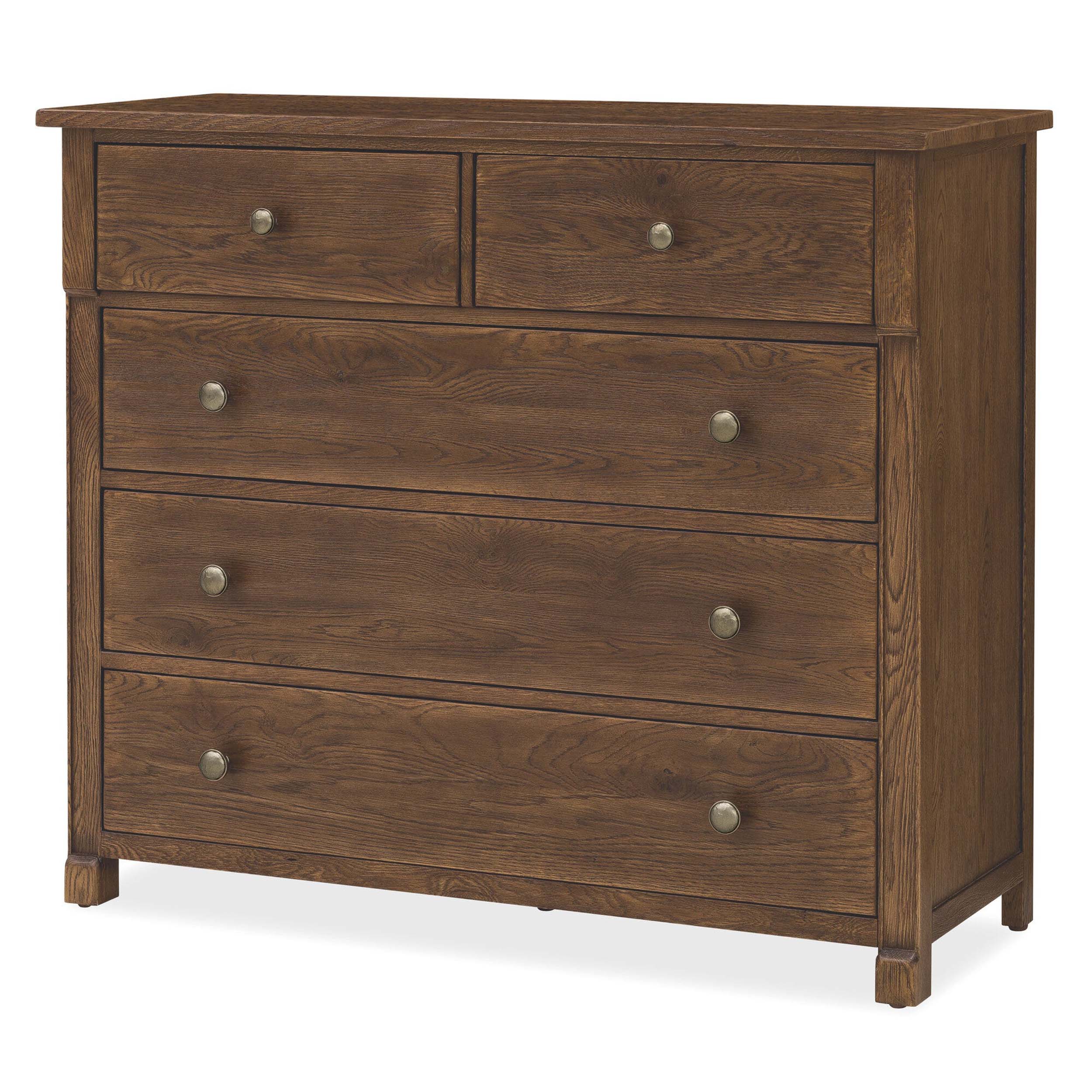 Driftwood Five-Drawer Chest, Worn Saddle