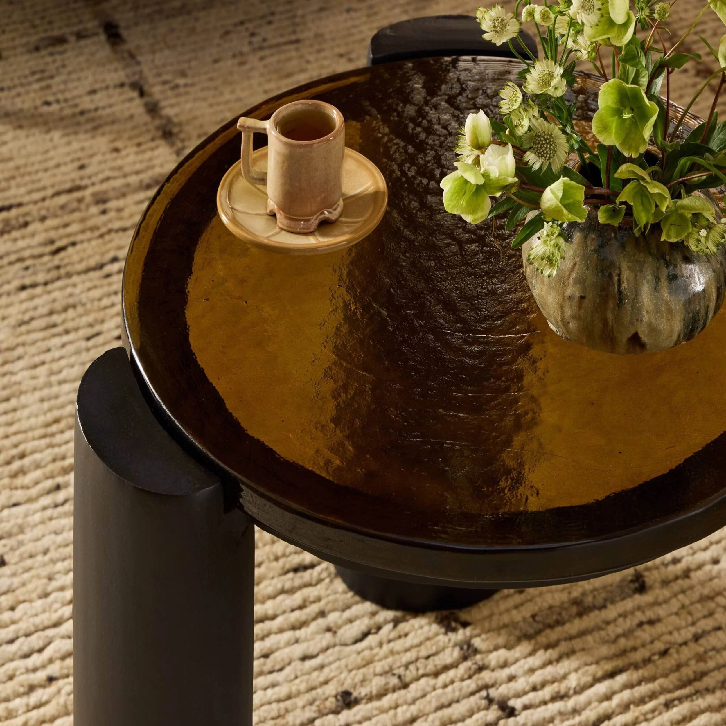 Rover Nesting Table, Amber Cast Glass by Four Hands - Image 5